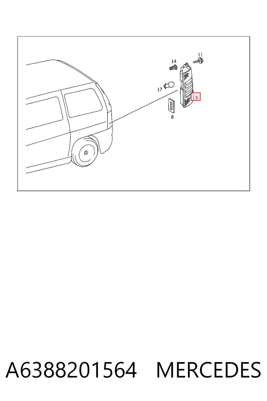  Lanterna traseira direita Mercedes V monovolume (638) (1996 - 2003) 