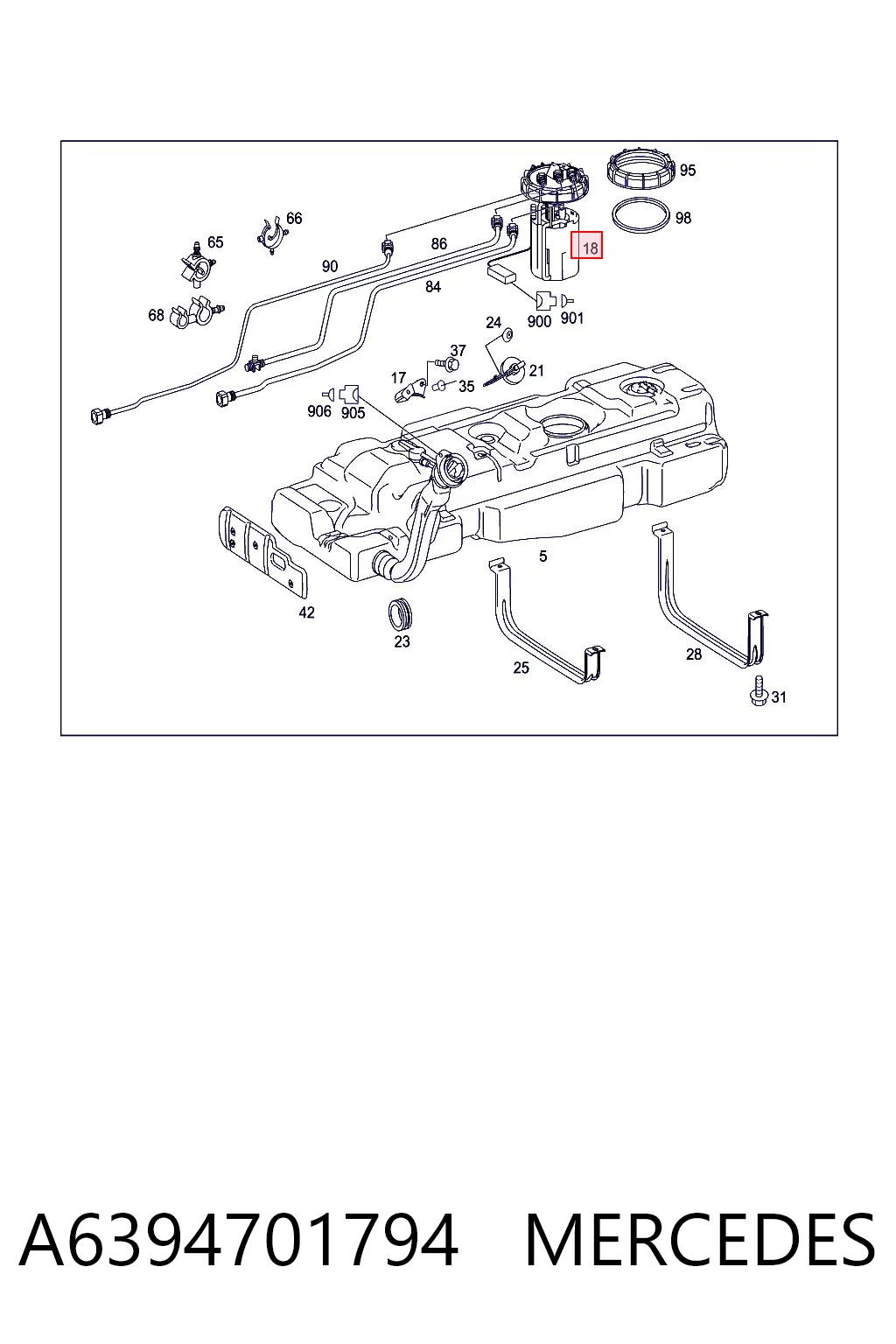 A6394701794 Mercedes Módulo de bomba de combustível com sensor do nível de combustível