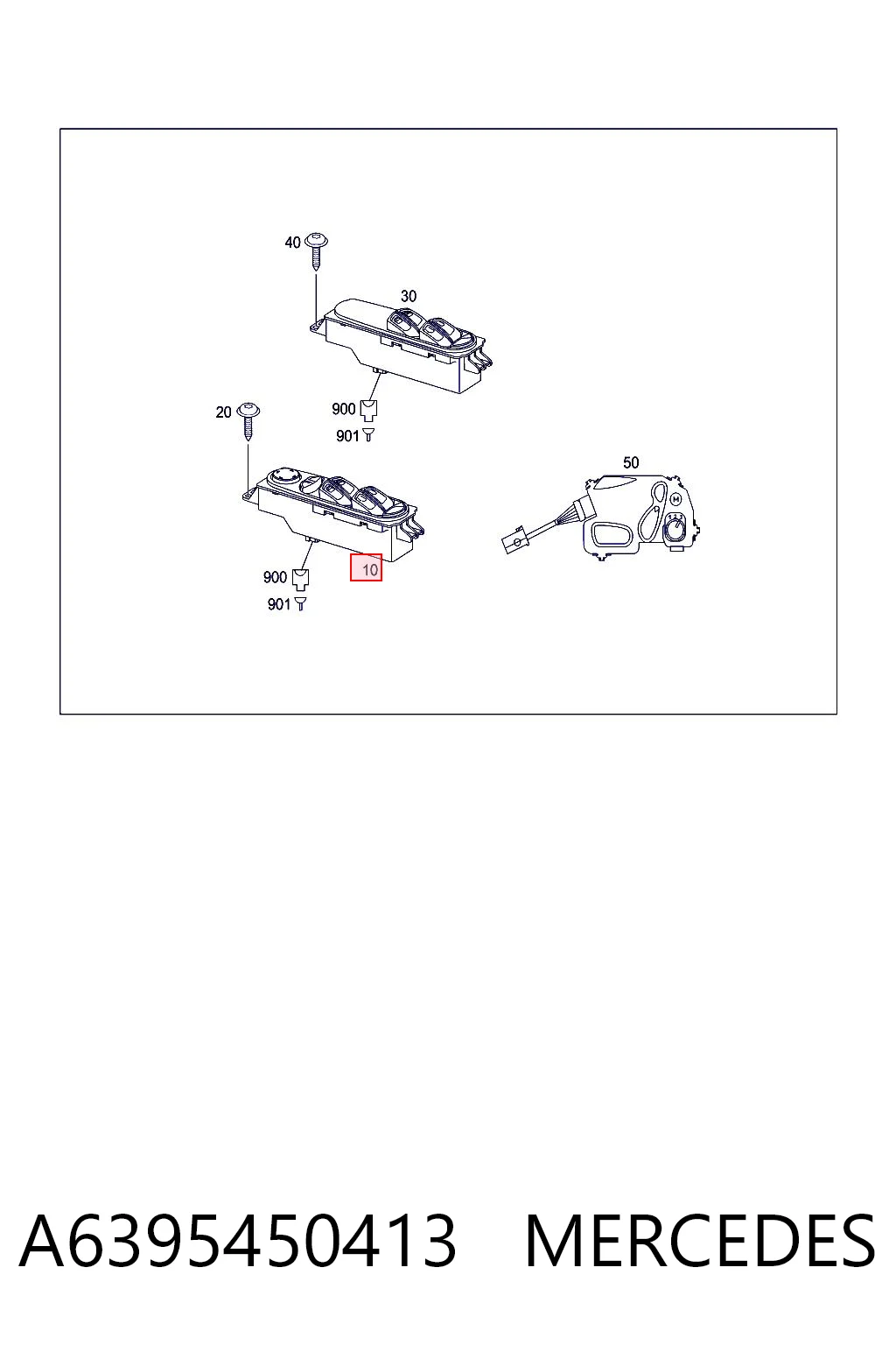 A6395450413 Mercedes Unidade de botões dianteira esquerda de controlo de elevador de vidro