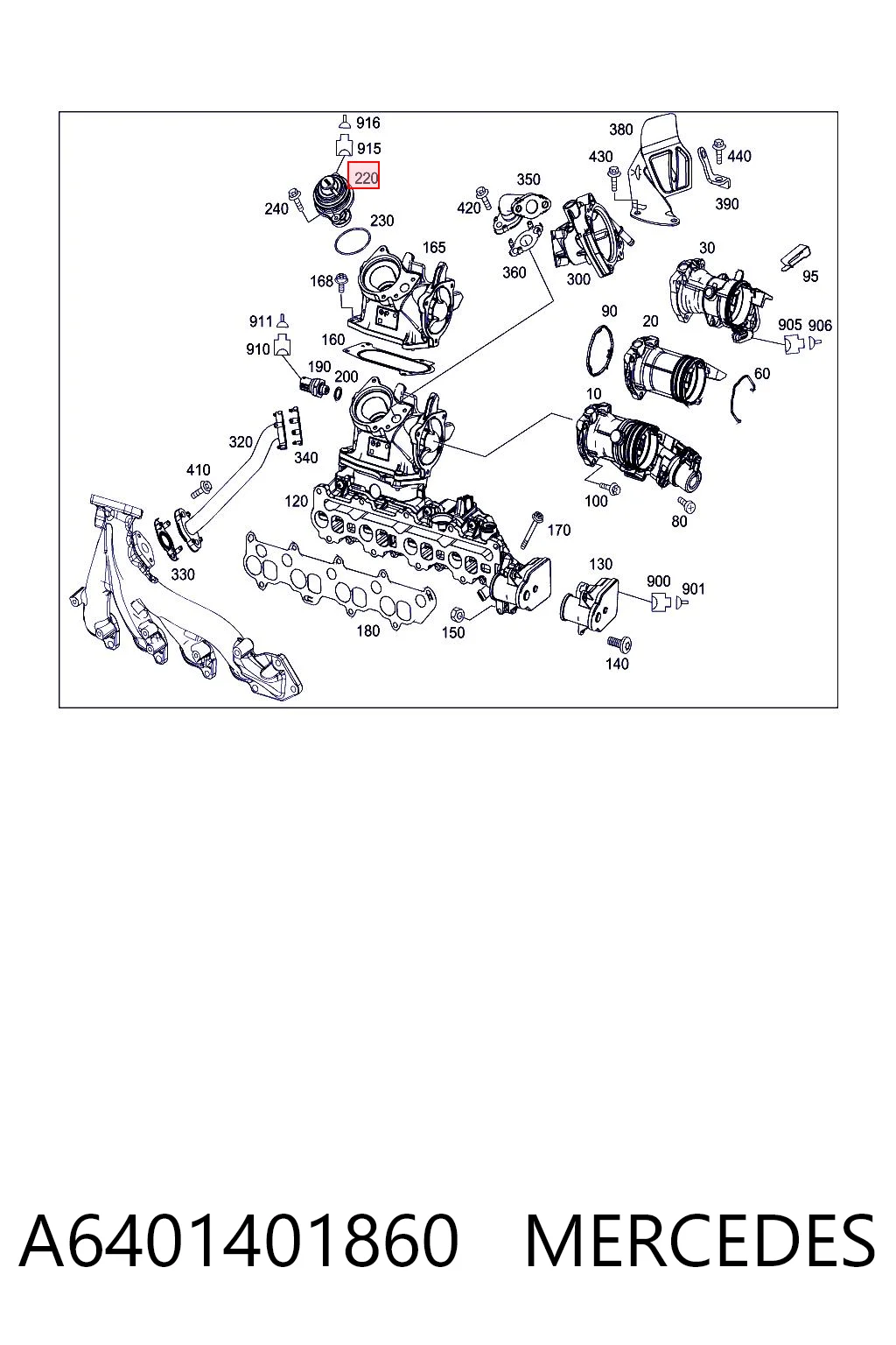 A6401401860 Mercedes Válvula EGR de recirculação dos gases