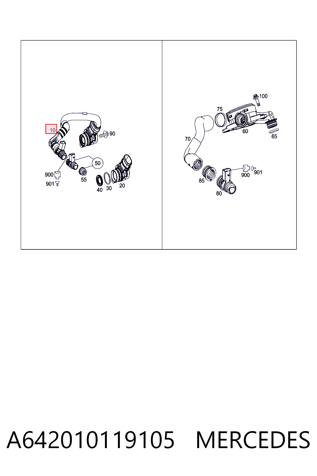 Cano derivado de ventilação de cárter (de separador de óleo) Mercedes GL  X164