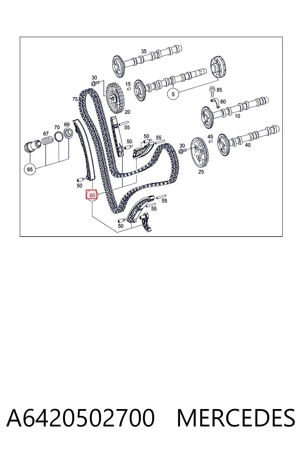 A6420502700 Mercedes Cadeia do mecanismo de distribuição de gás, kit