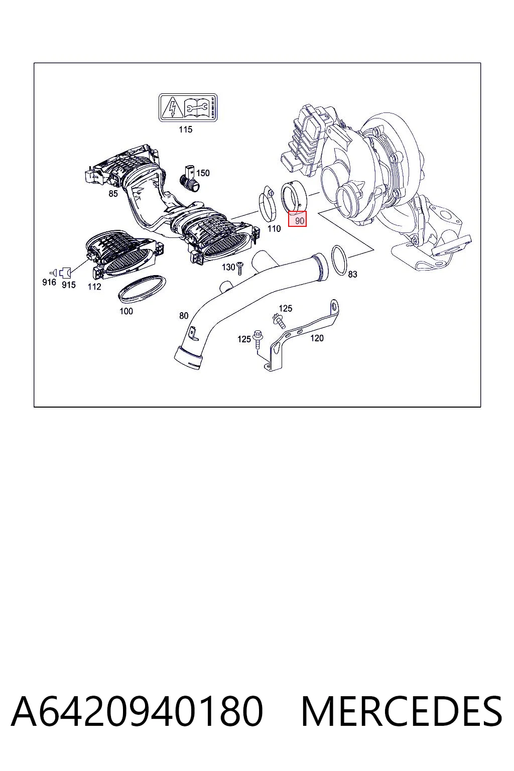 A6420940180 Mercedes Vedante de turbina, inserto flexível