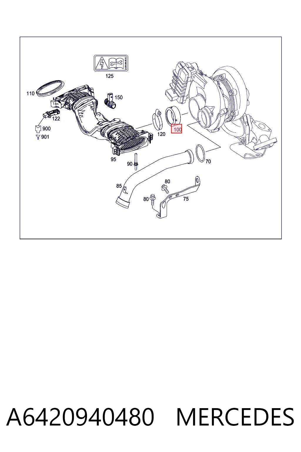 A6420940480 Mercedes Vedante de turbina de ar comprimido, admissão