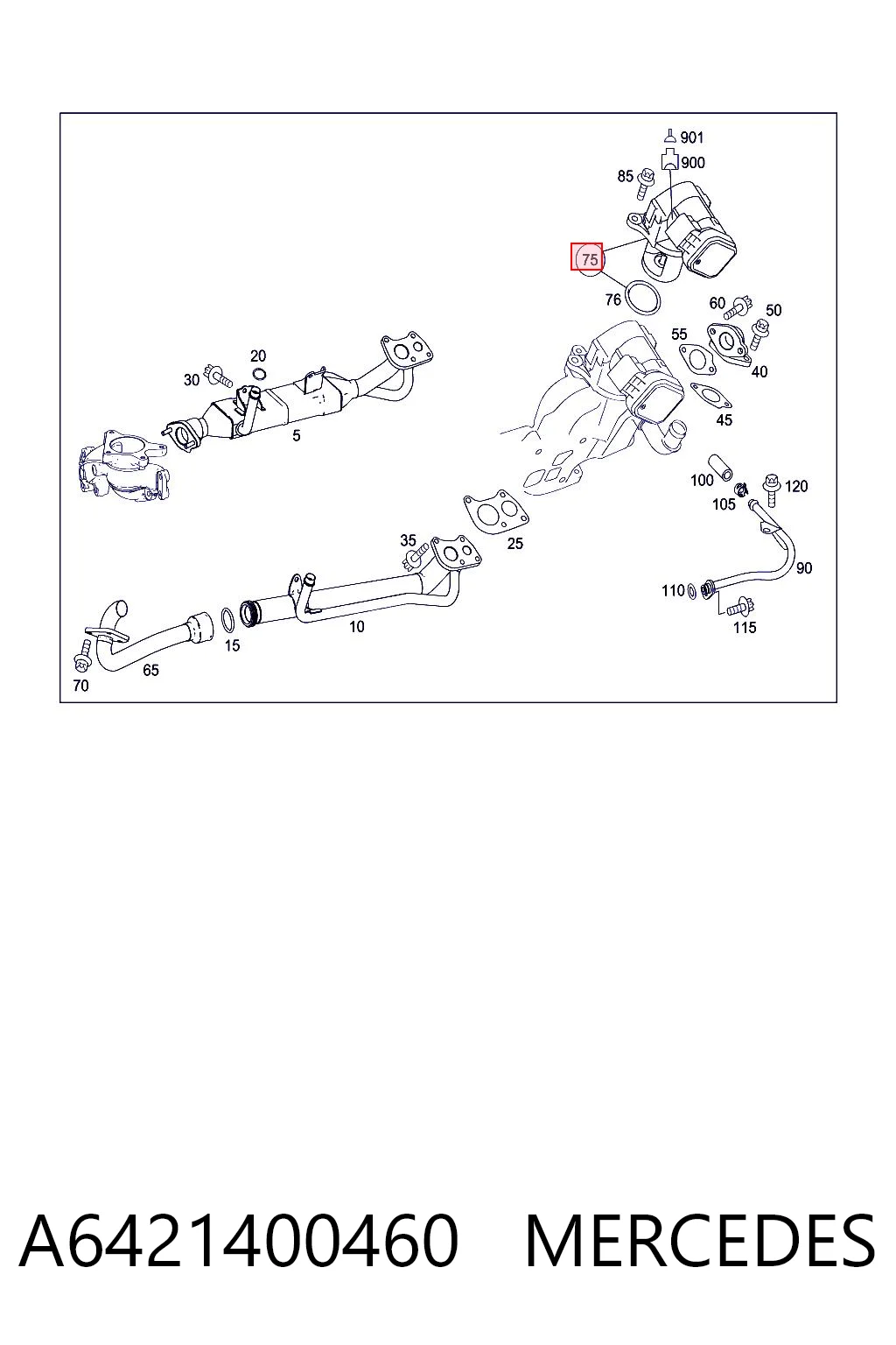 A6421400460 Mercedes Válvula EGR de recirculação dos gases