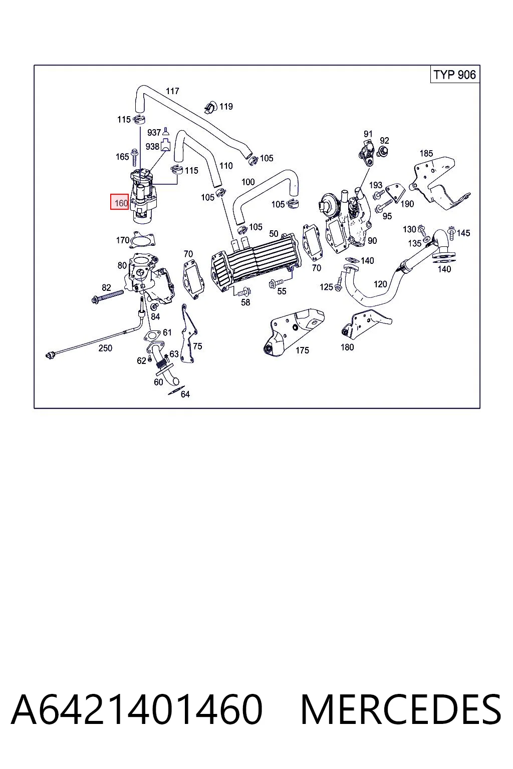 A6421401460 Mercedes Válvula EGR de recirculação dos gases