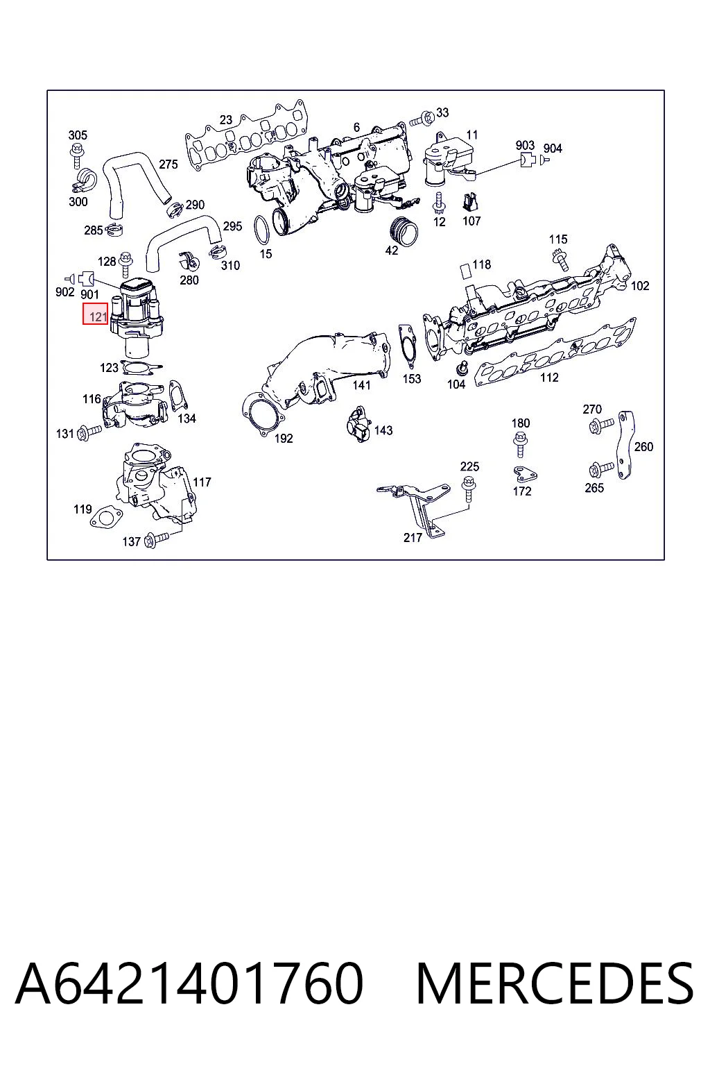 A6421401760 Mercedes Válvula EGR de recirculação dos gases