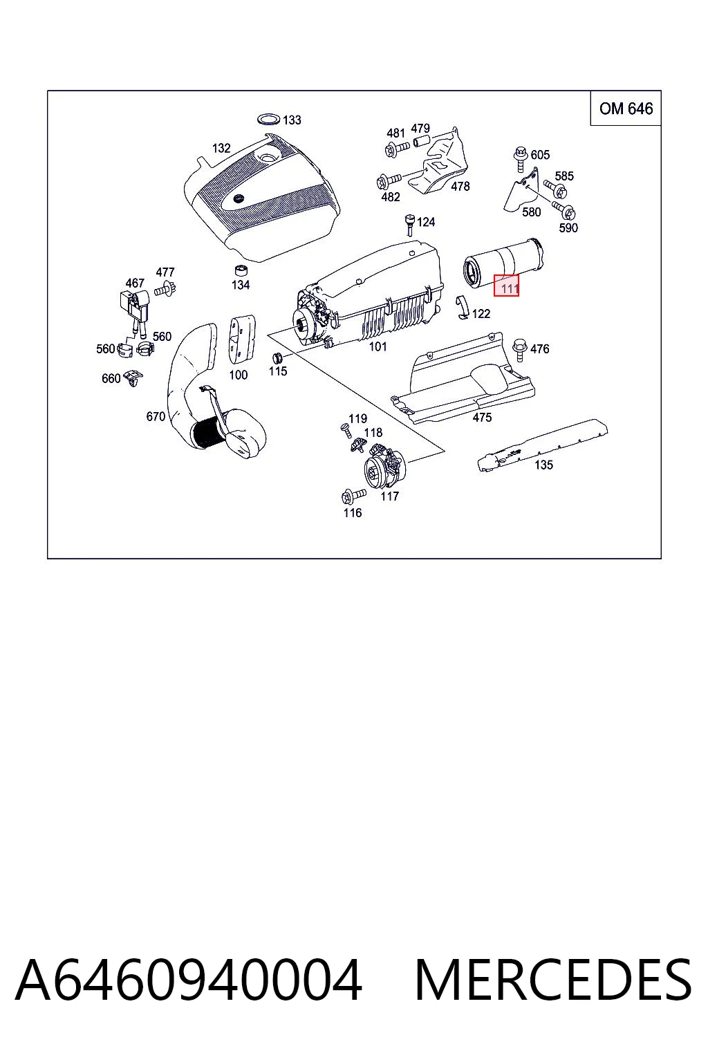 A6460940004 Mercedes Filtro de ar