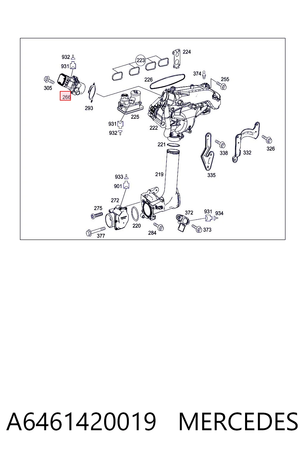 A6461420019 Mercedes Válvula EGR de recirculação dos gases