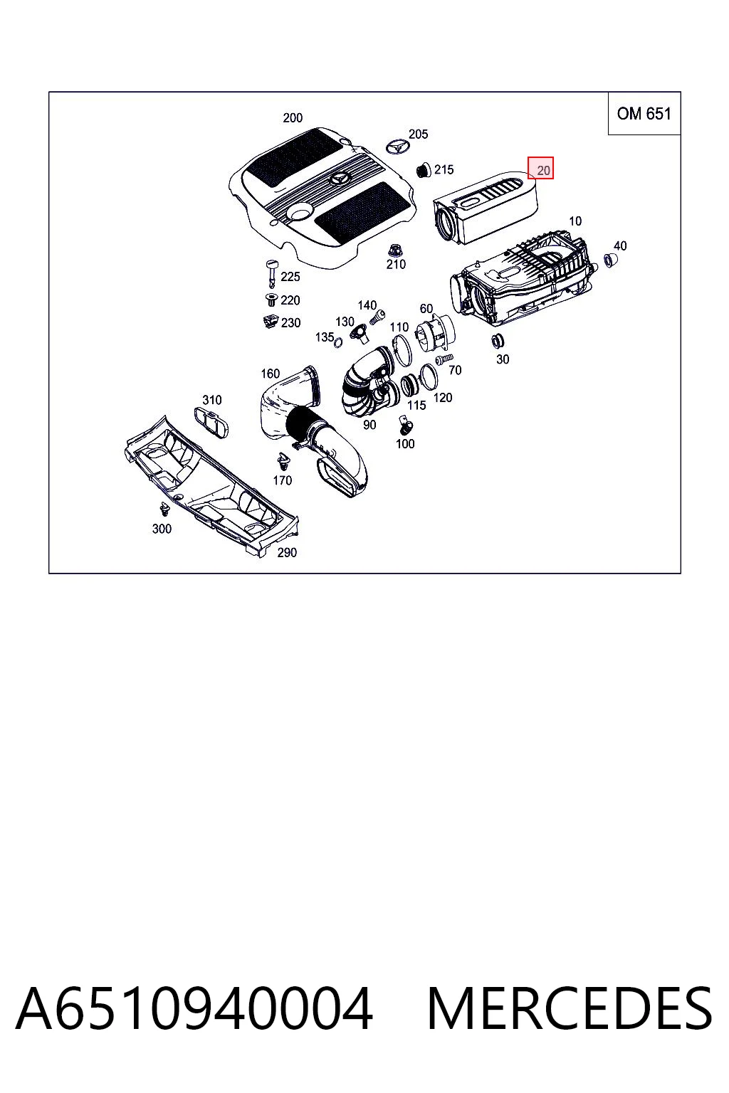 A6510940004 Mercedes Filtro de ar