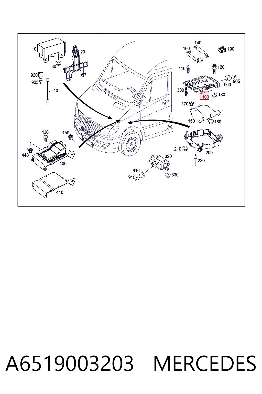 Módulo de direção (Centralina eletrônica) de motor A6519003203 VAG