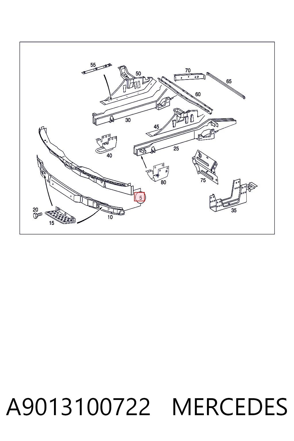 Reforçador do pára-choque dianteiro para Mercedes Sprinter I 2-t 901, 902