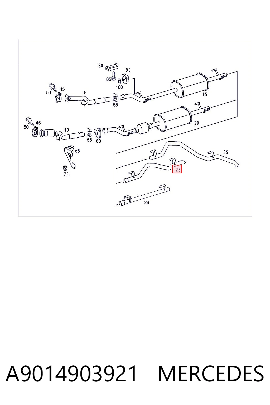 Silenciador, parte traseira para Mercedes Sprinter 901, 902