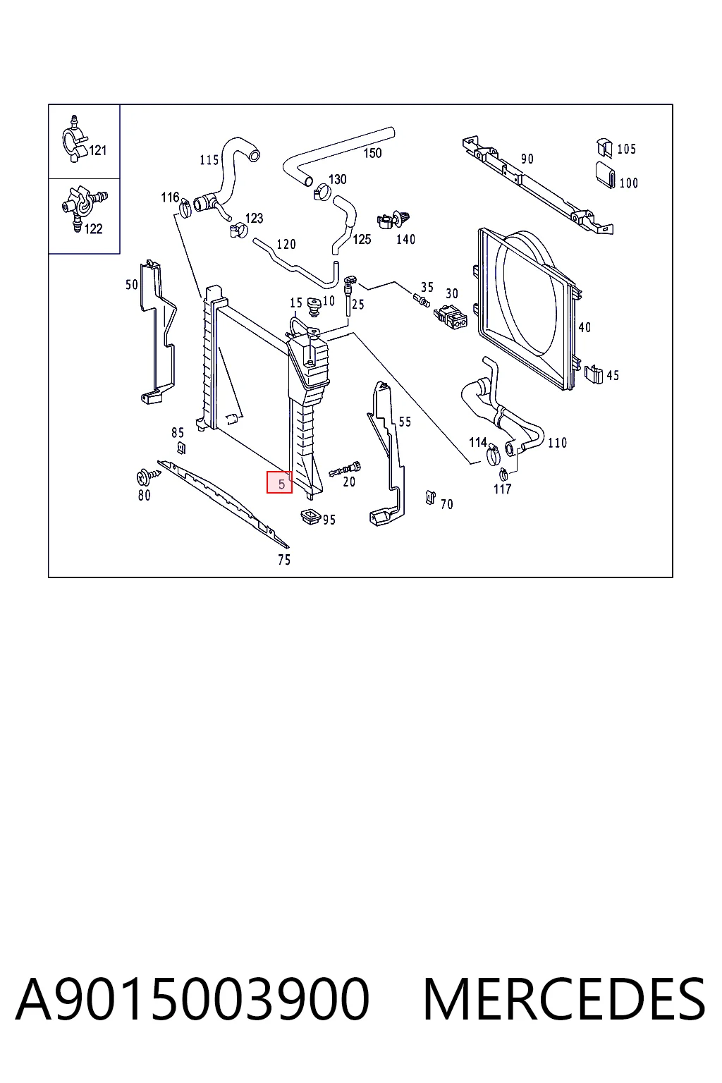 A9015003900 Mercedes Radiador de esfriamento de motor