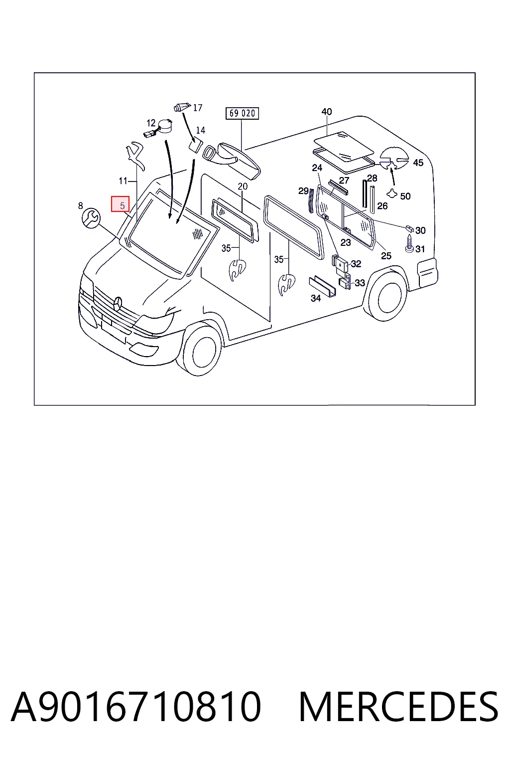 Pára-brisas para Mercedes Sprinter I 4-t 904