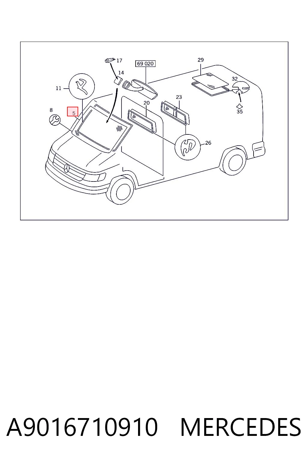 Pára-brisas para Mercedes Sprinter I 2-t 901, 902