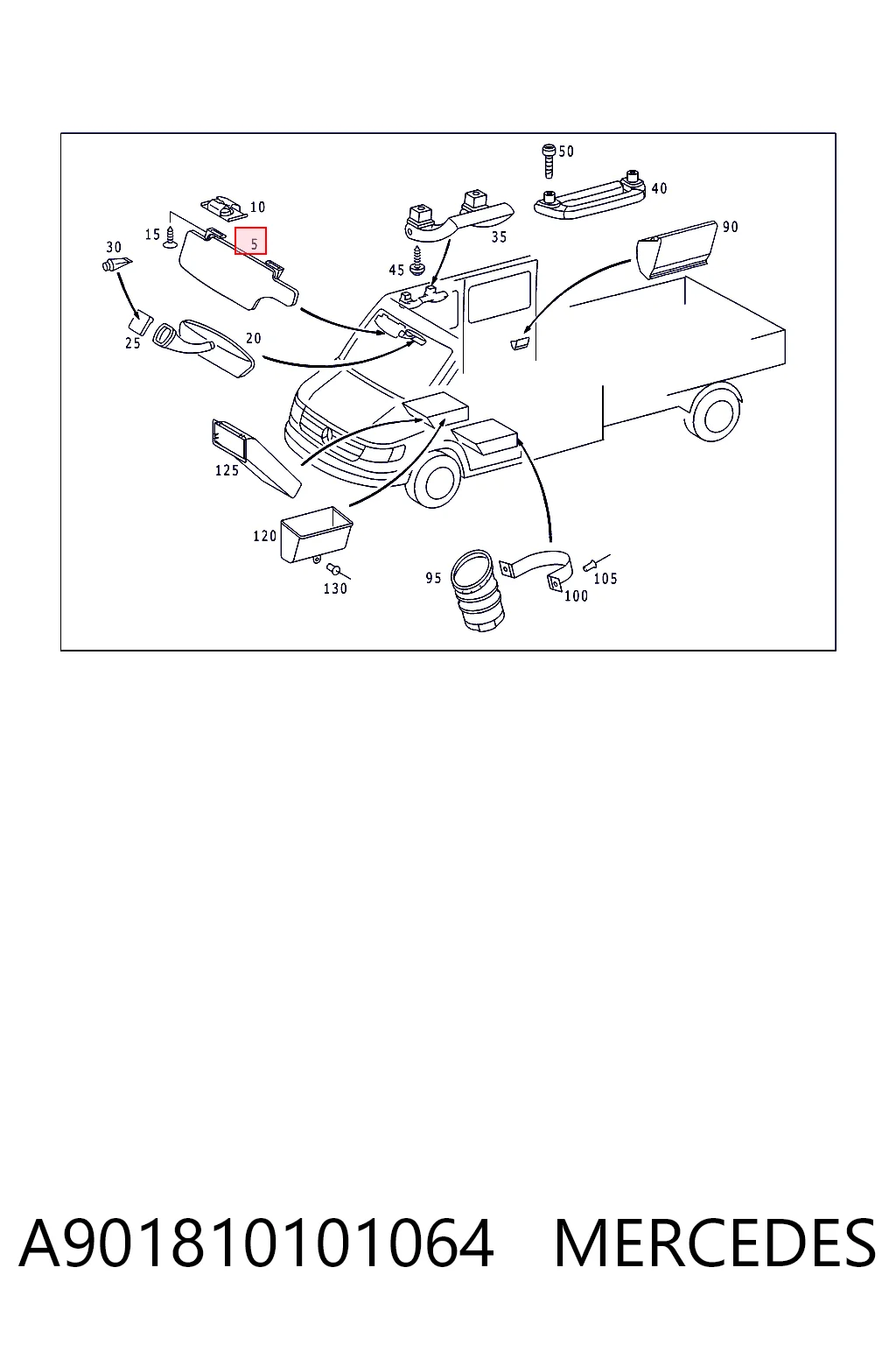 Pala contra o sol para Mercedes Sprinter I 3-t 903
