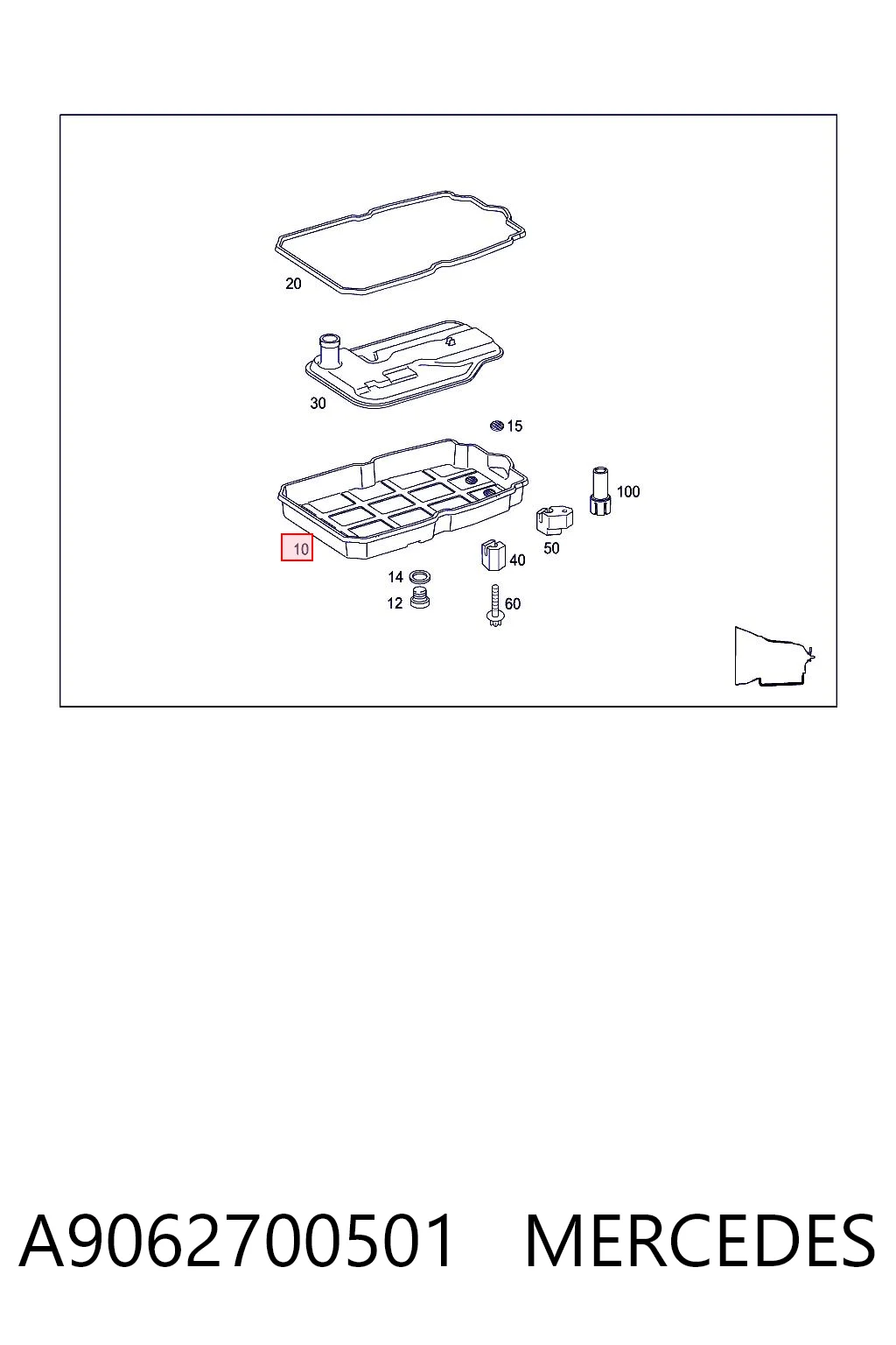 A9062700501 Mercedes Cárter da Caixa Automática de Mudança