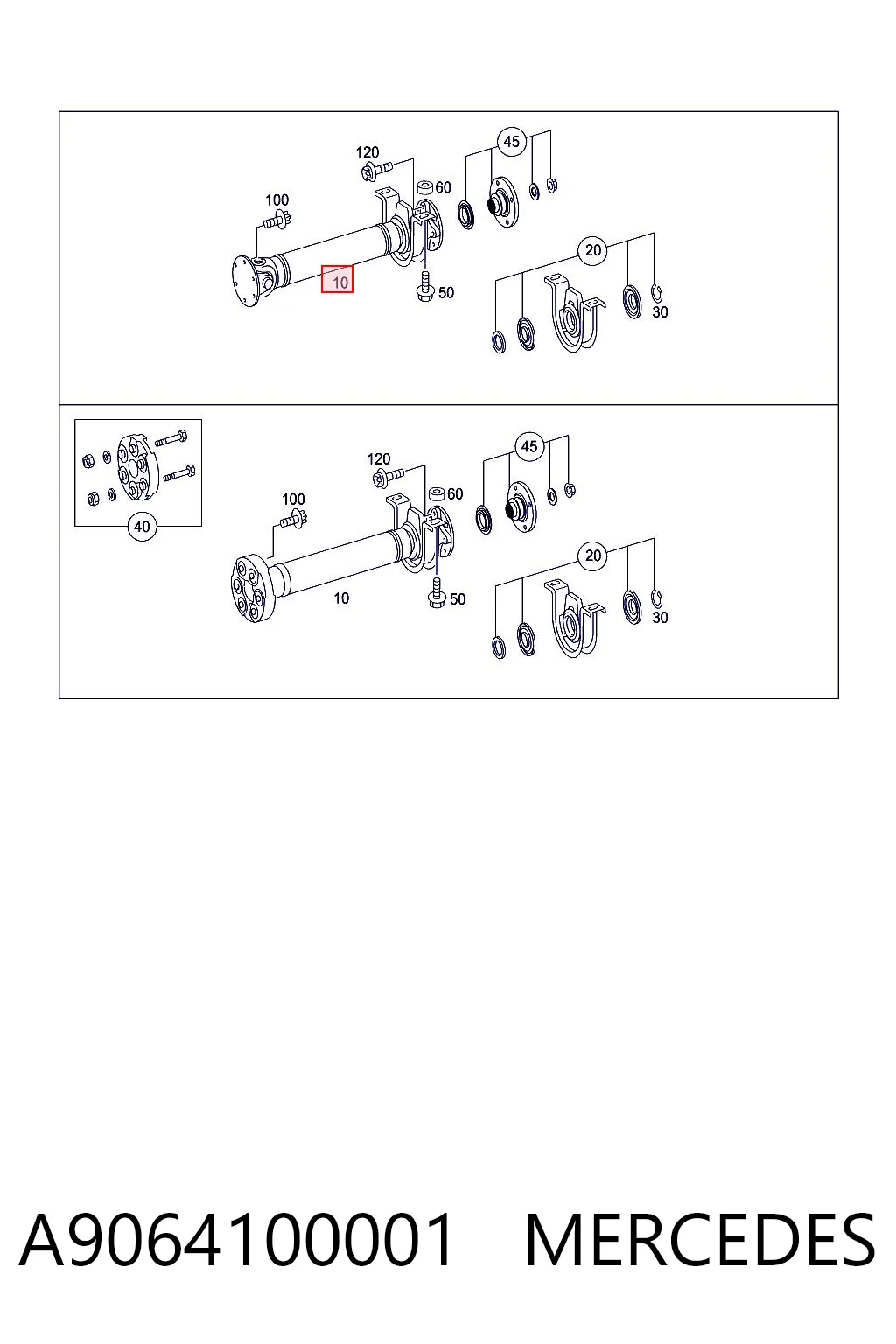 Junta universal até o eixo dianteiro para Mercedes Sprinter II 3,5-t 906