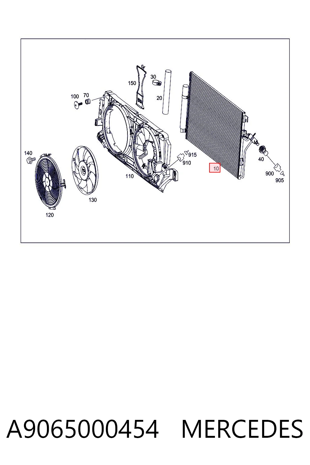 A9065000454 Mercedes Radiador de aparelho de ar condicionado