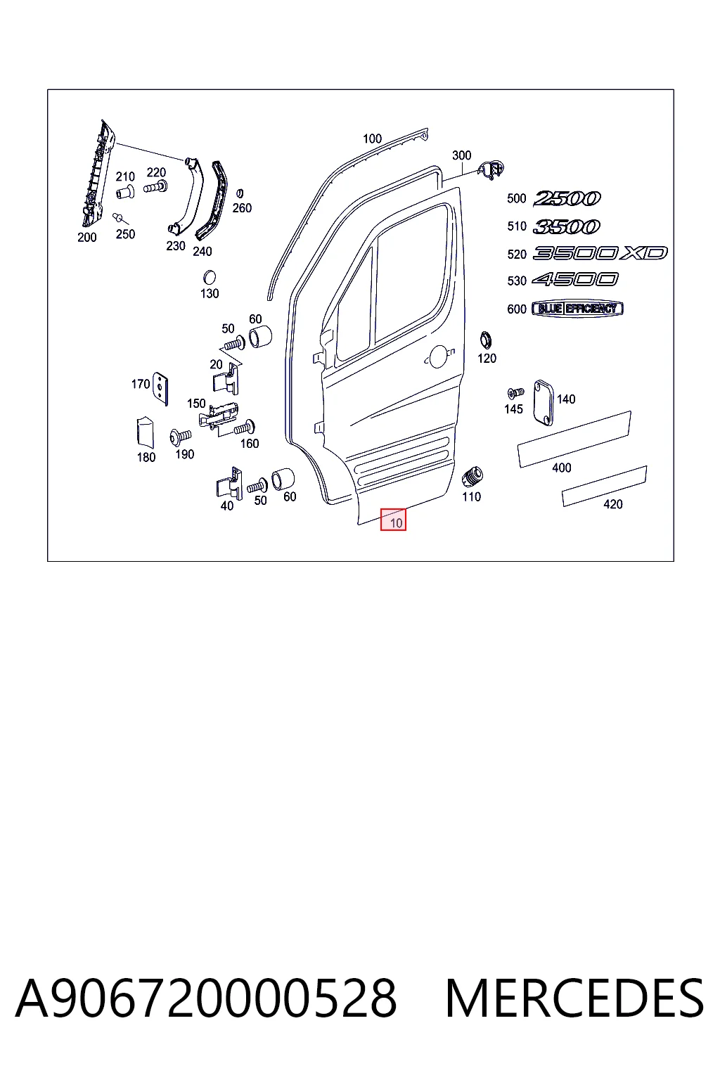 Porta dianteira esquerda Mercedes Sprinter II 3,5-t 906