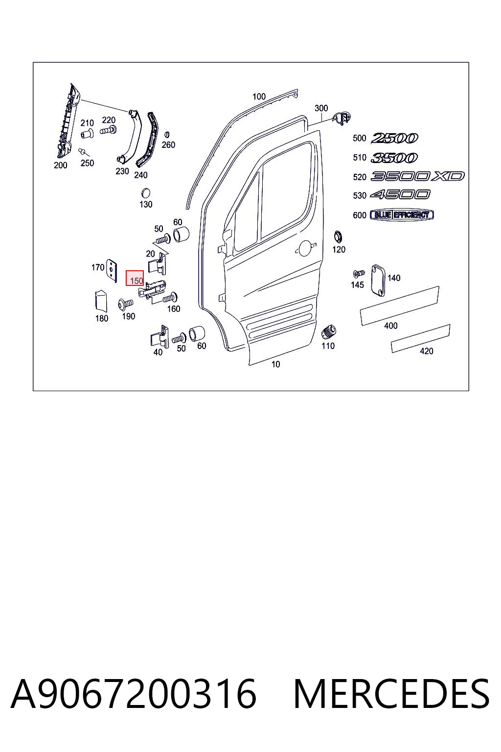 A9067200316 Mercedes Limitador dianteiro de abertura de porta