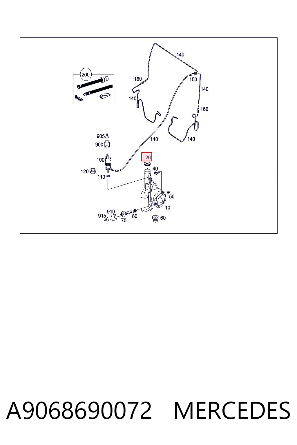 A9068690072 Mercedes Tampa de tanque de fluido para lavador