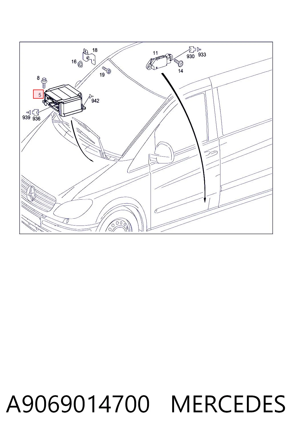 Compre A9069005701 VAG Módulo processador de controlo da bolsa de ar (Centralina eletrônica AIRBAG)