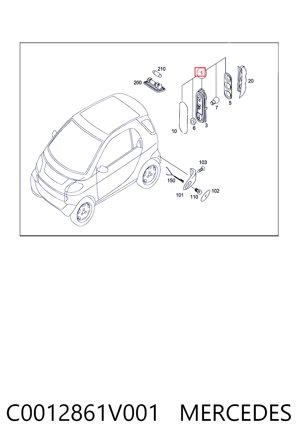 Lanterna traseira direita Smart FORTWO  450