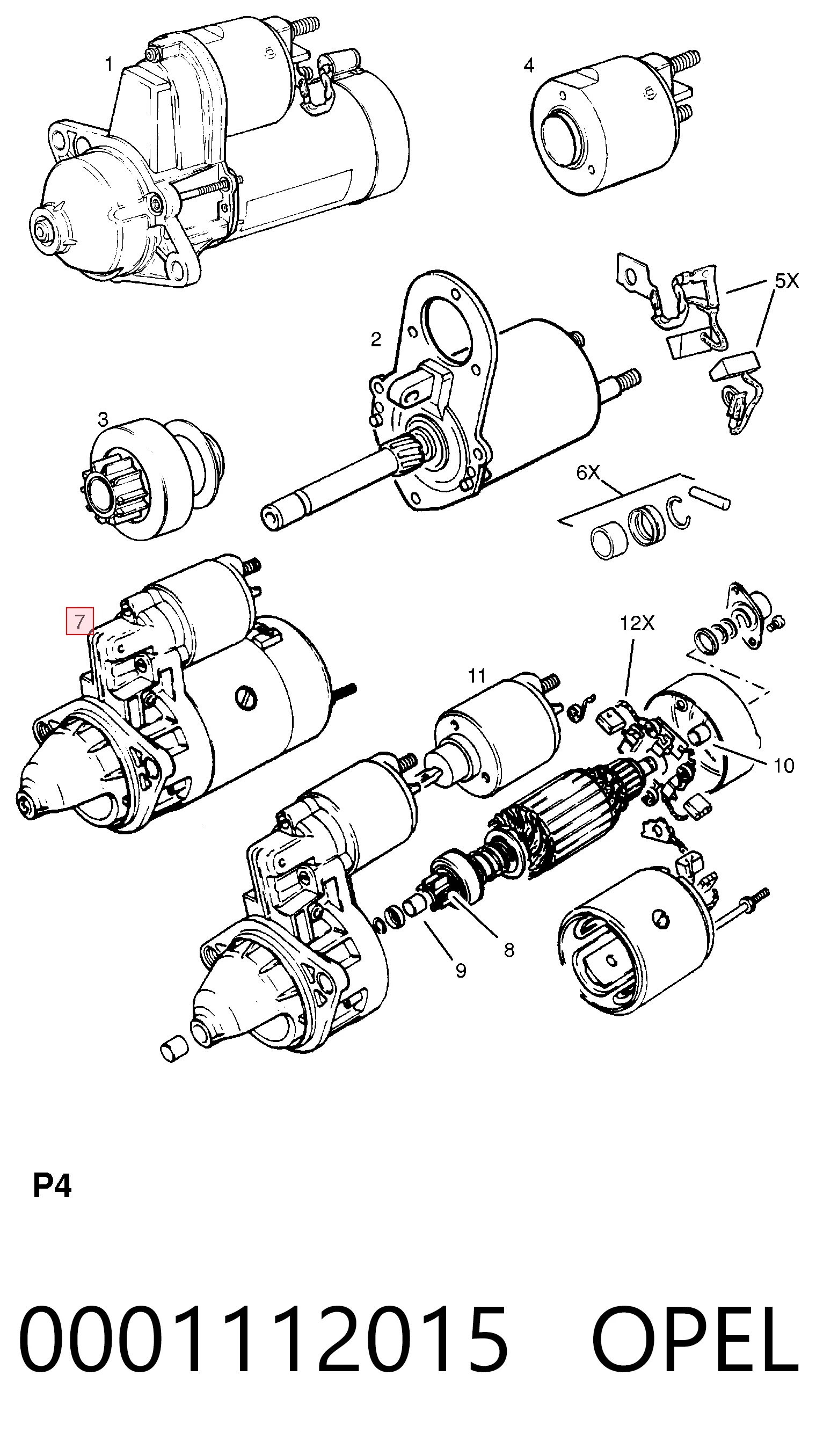 0001112015 Opel Motor de arranco