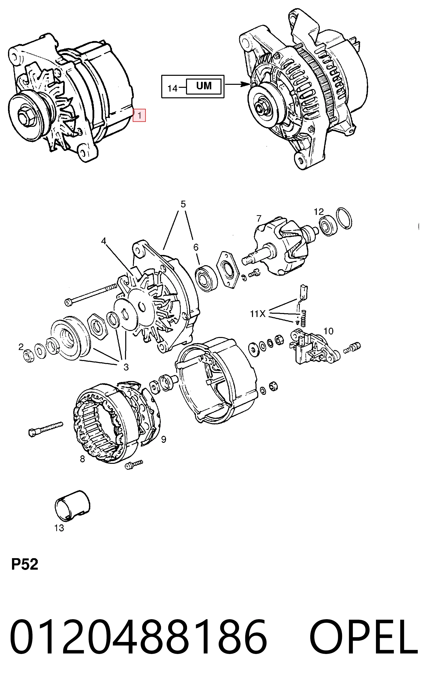 0120488186 Opel Gerador