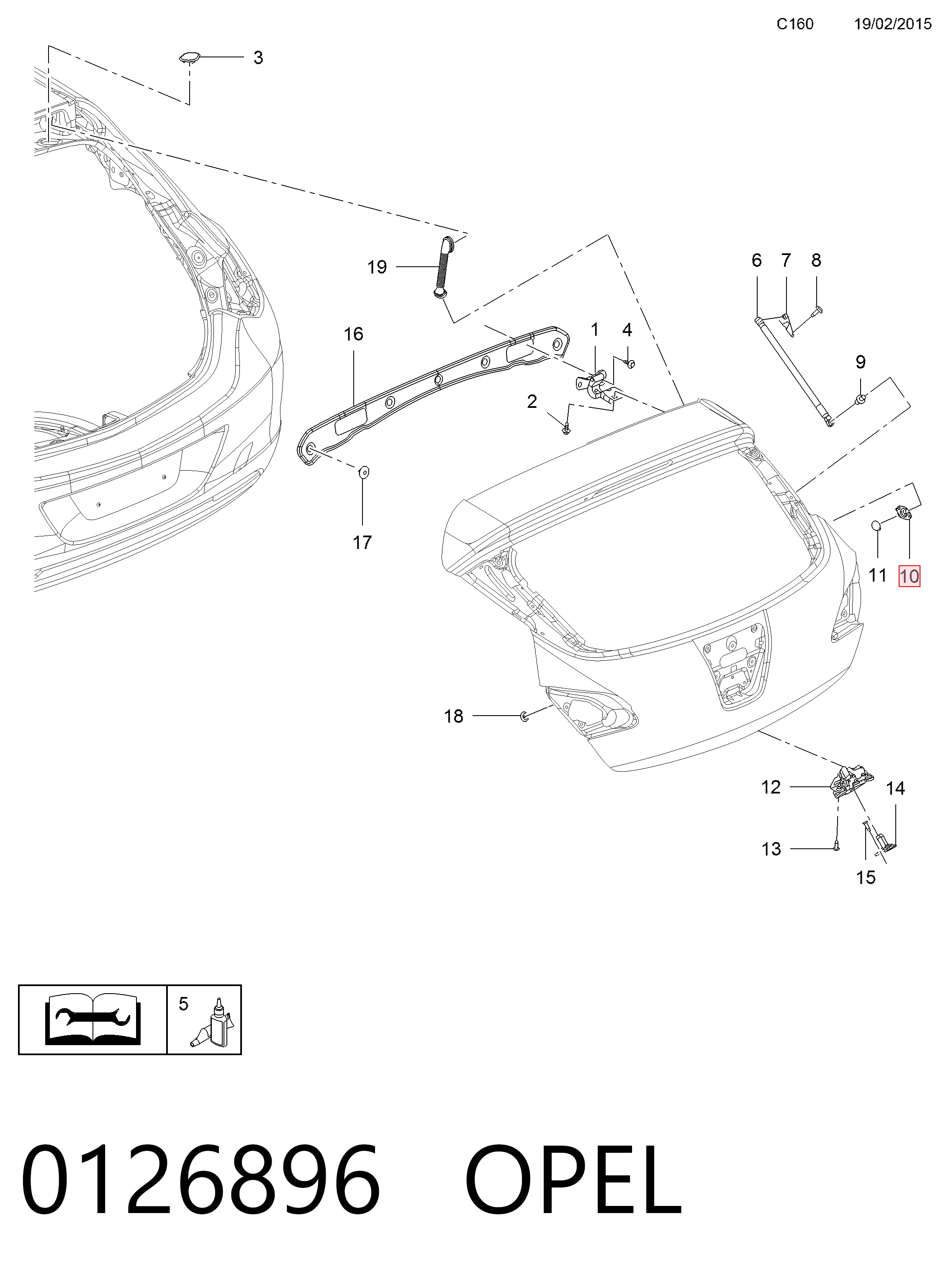 Pára-choque (grade de proteção) de tampa de porta-malas (de 3ª/5ª porta traseira) Peugeot/Citroen YQ00120480