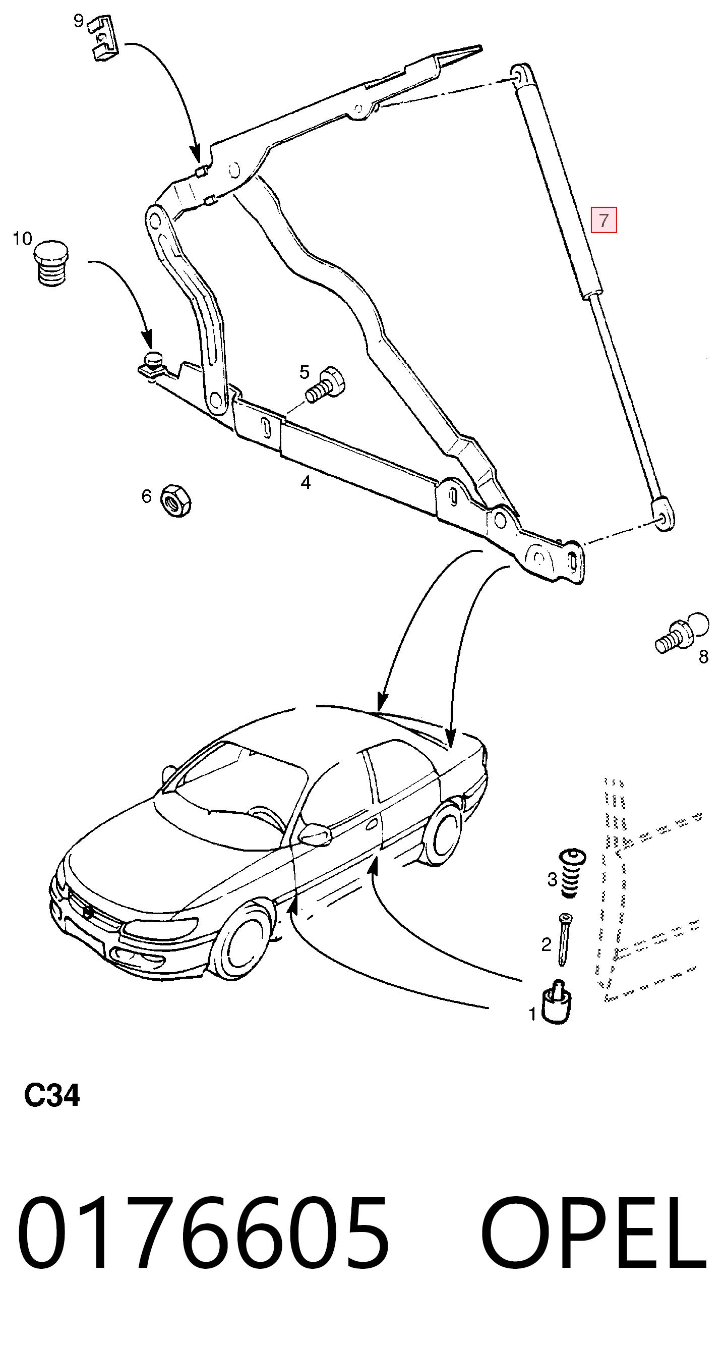 Amortecedor de tampa de porta-malas (de 3ª/5ª porta traseira) Opel Omega  25, 26, 27 ao melhor preço