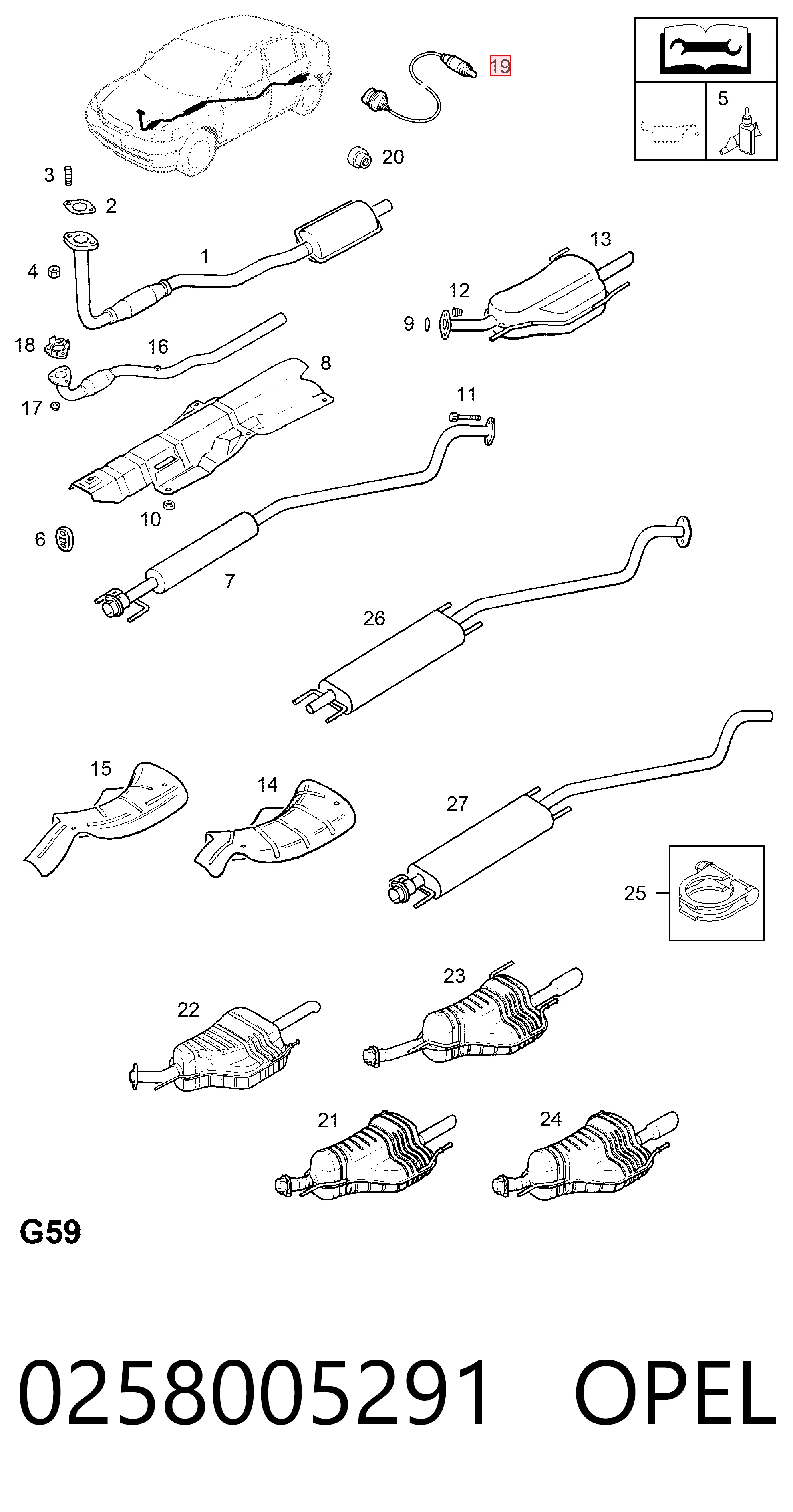 Sonda lambda, sensor de oxigênio até o catalisador Opel 0258005291 preço, a partir de 106,34 USD