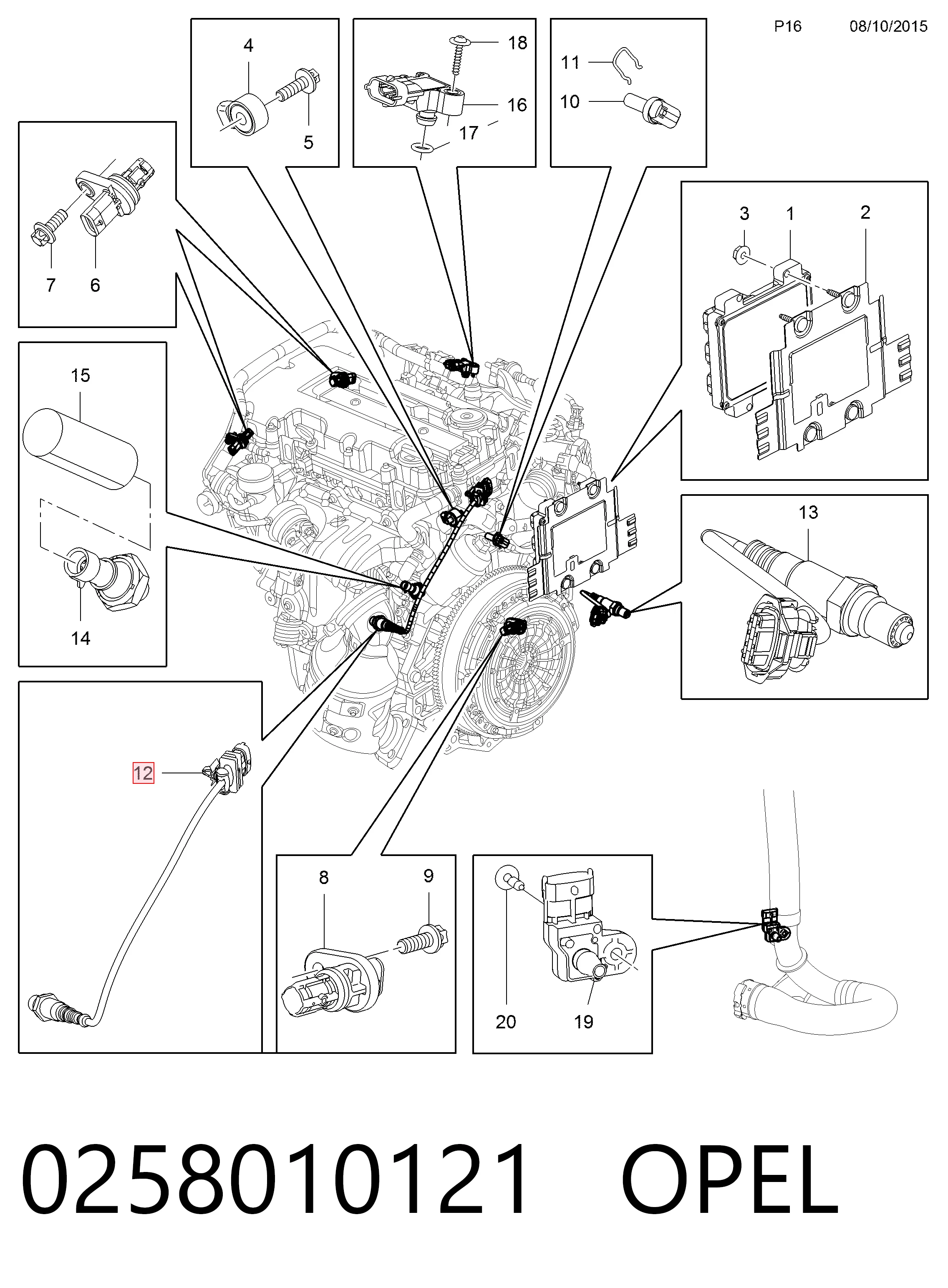 0258010121 Opel Sonda lambda, sensor de oxigênio