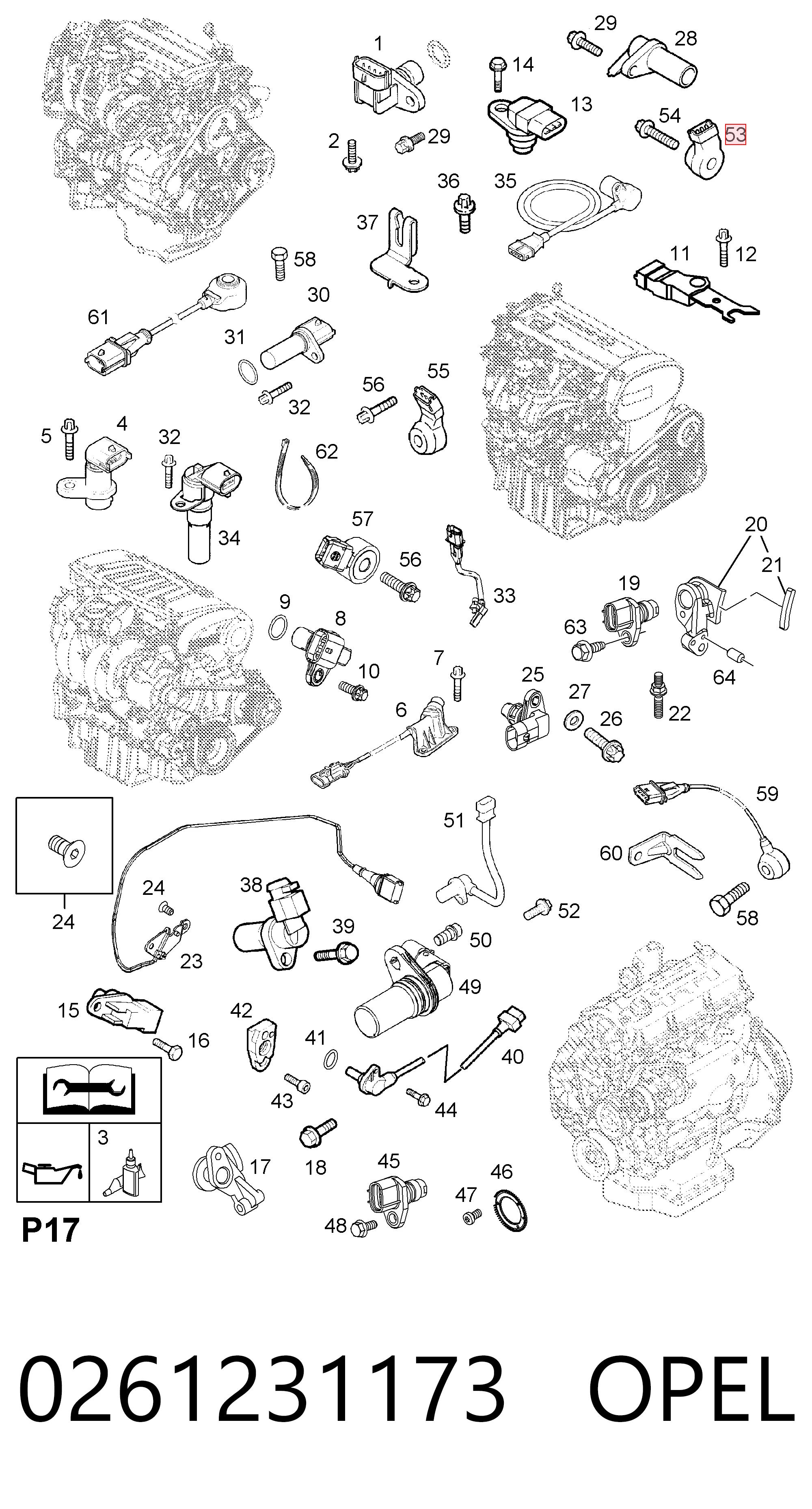 0261231173 Opel Sensor de detonação