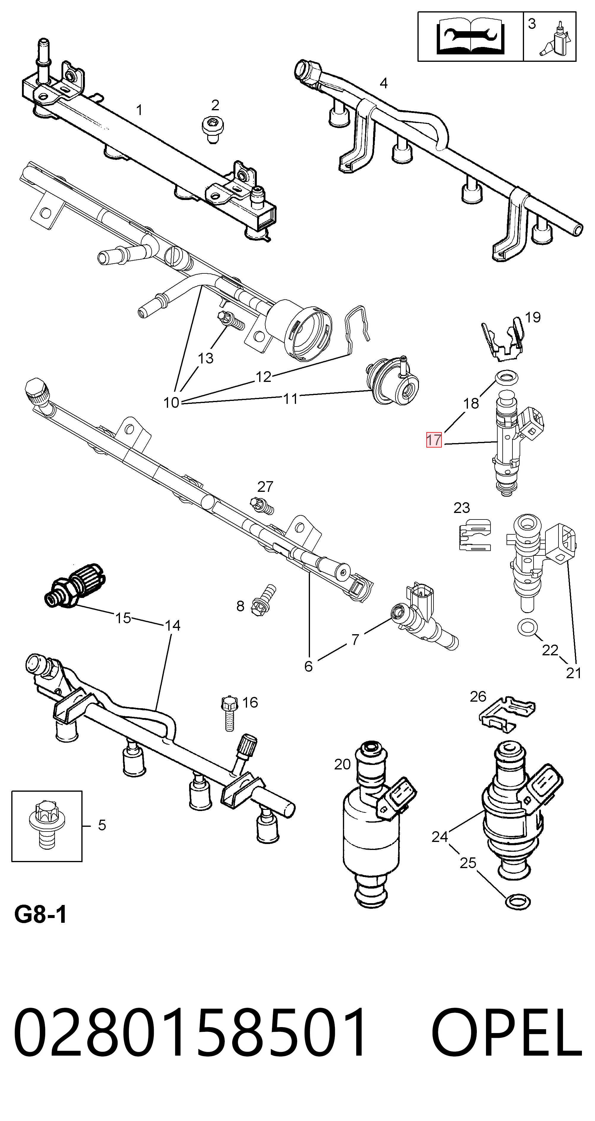  Injetor de injeção de combustível Opel Astra G carrinha (F35) (1998 - 2009) G