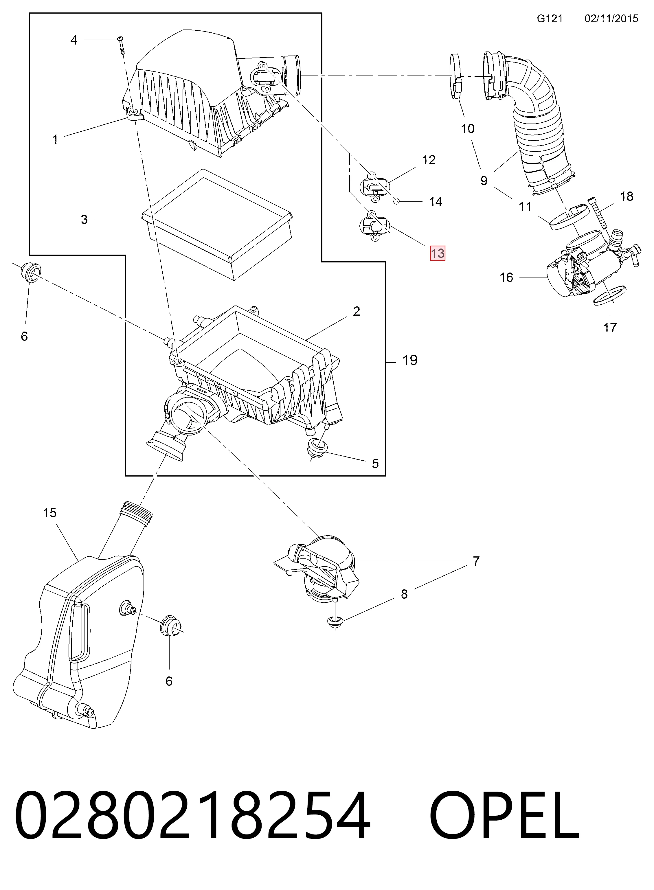 0280218254 Opel Sensor de fluxo (consumo) de ar, medidor de consumo M.A.F. - (Mass Airflow)