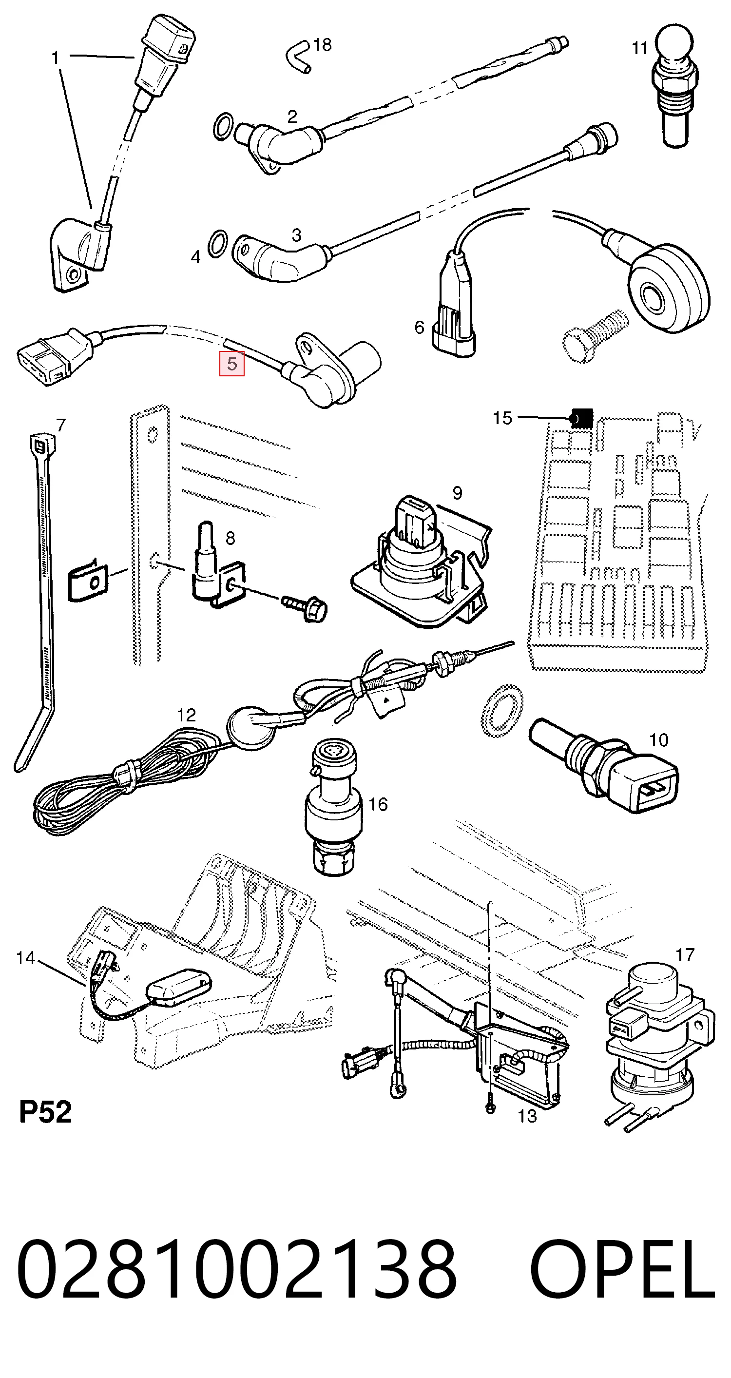 0281002138 Opel Sensor de posição (de revoluções) de cambota