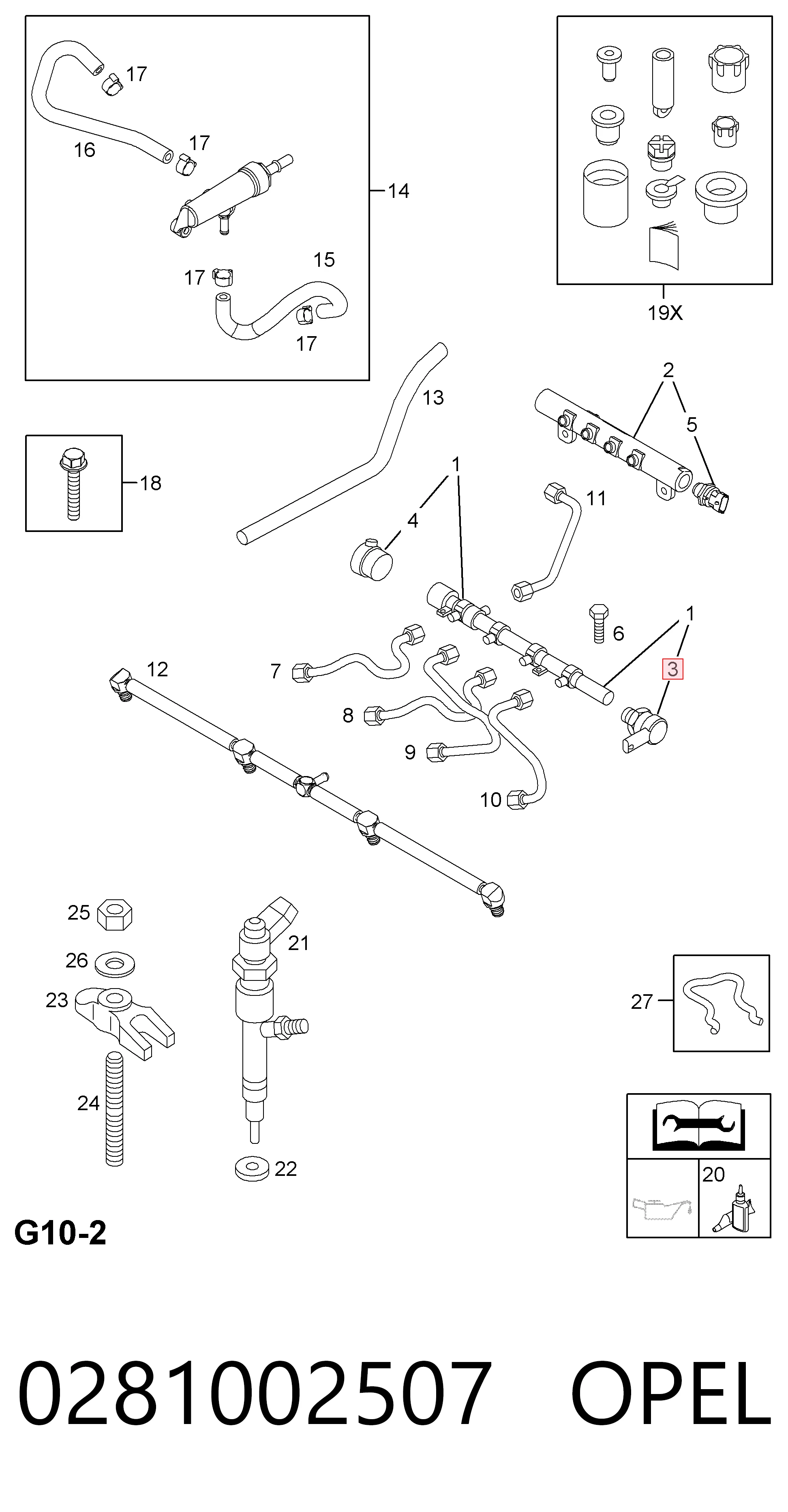 0281002507 Opel Regulador de pressão de combustível na régua de injectores