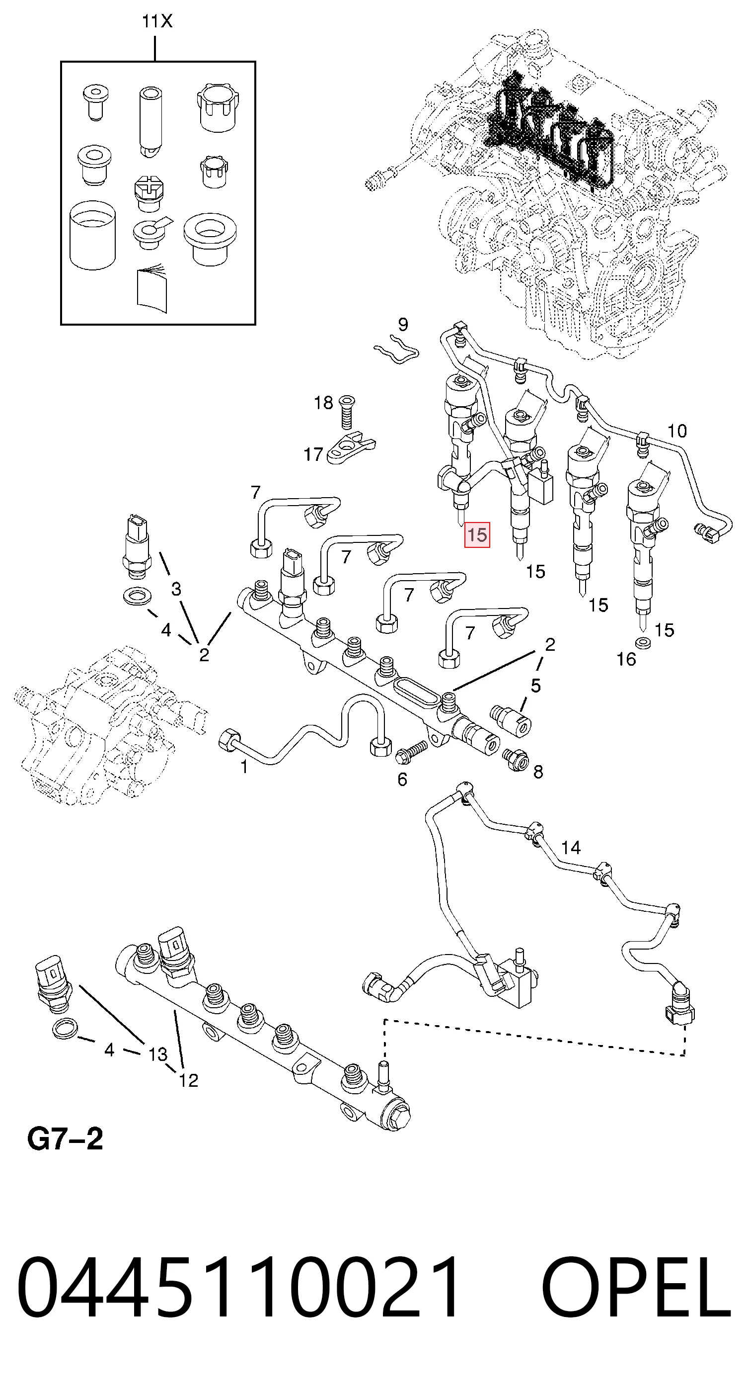 0445110021 Opel Injetor de injeção de combustível