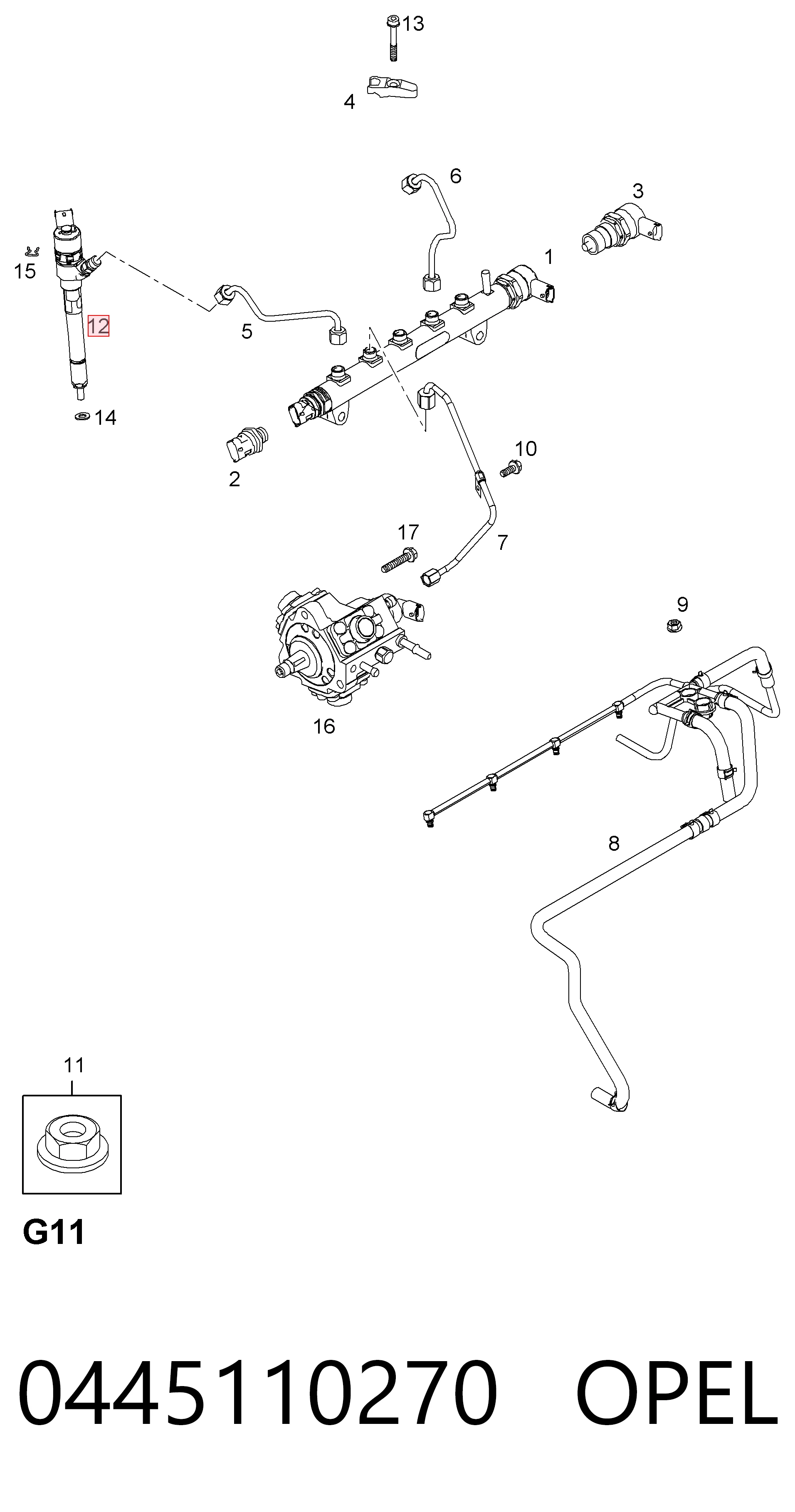 0445110270 Opel Injetor de injeção de combustível
