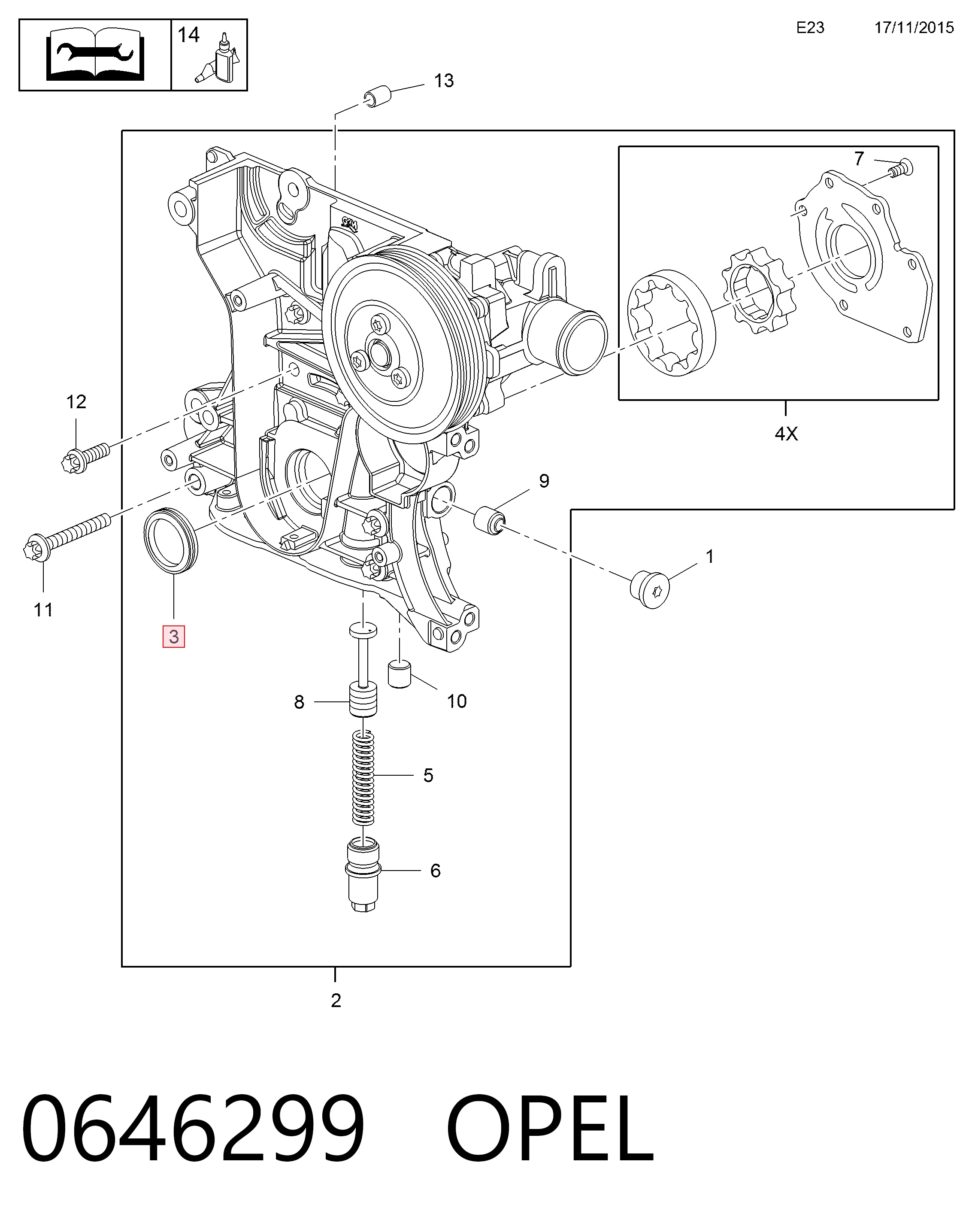 Vedação dianteira de cambota de motor P7740901 Glaser