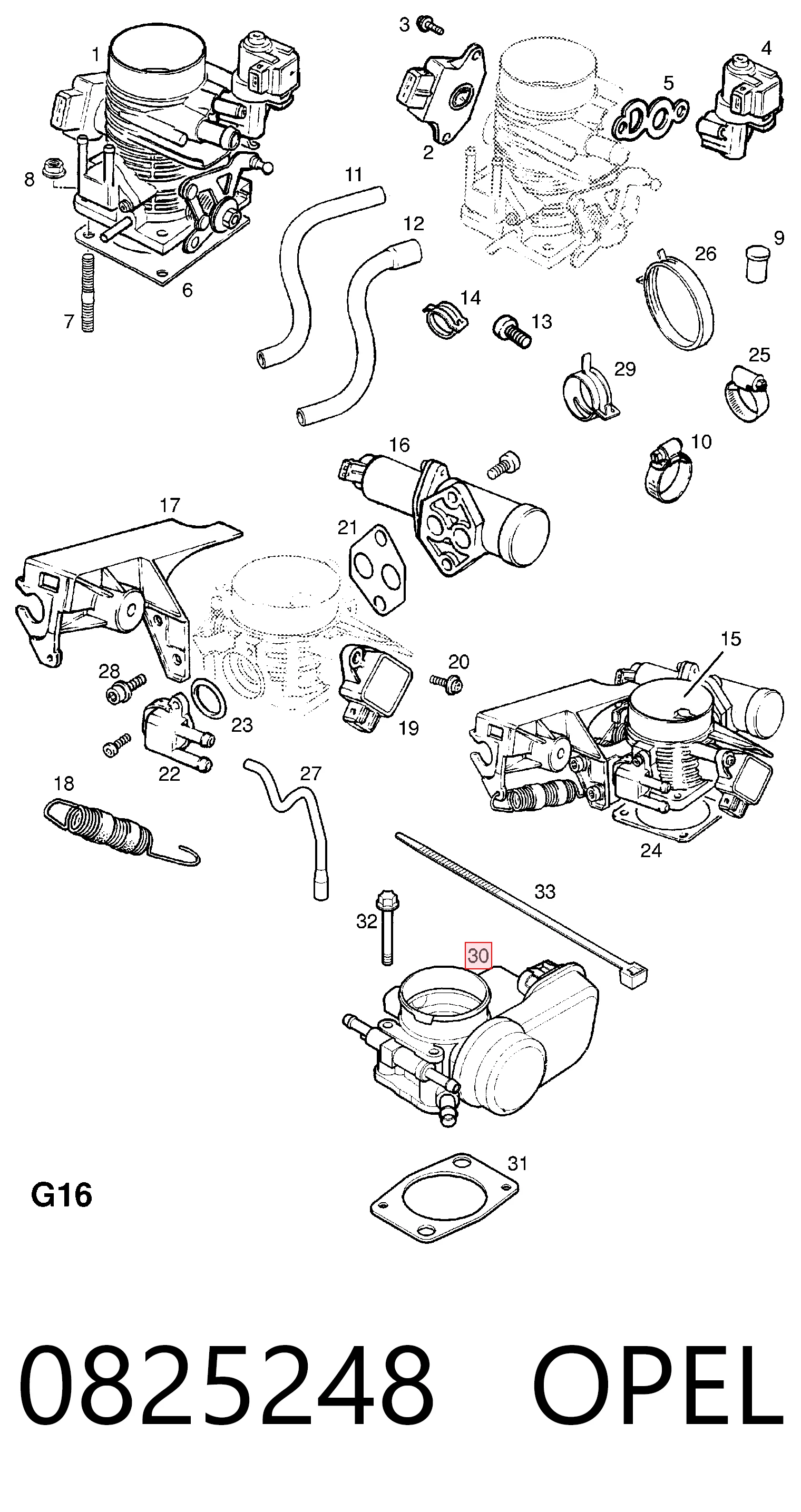 0825248 Opel Válvula de borboleta montada