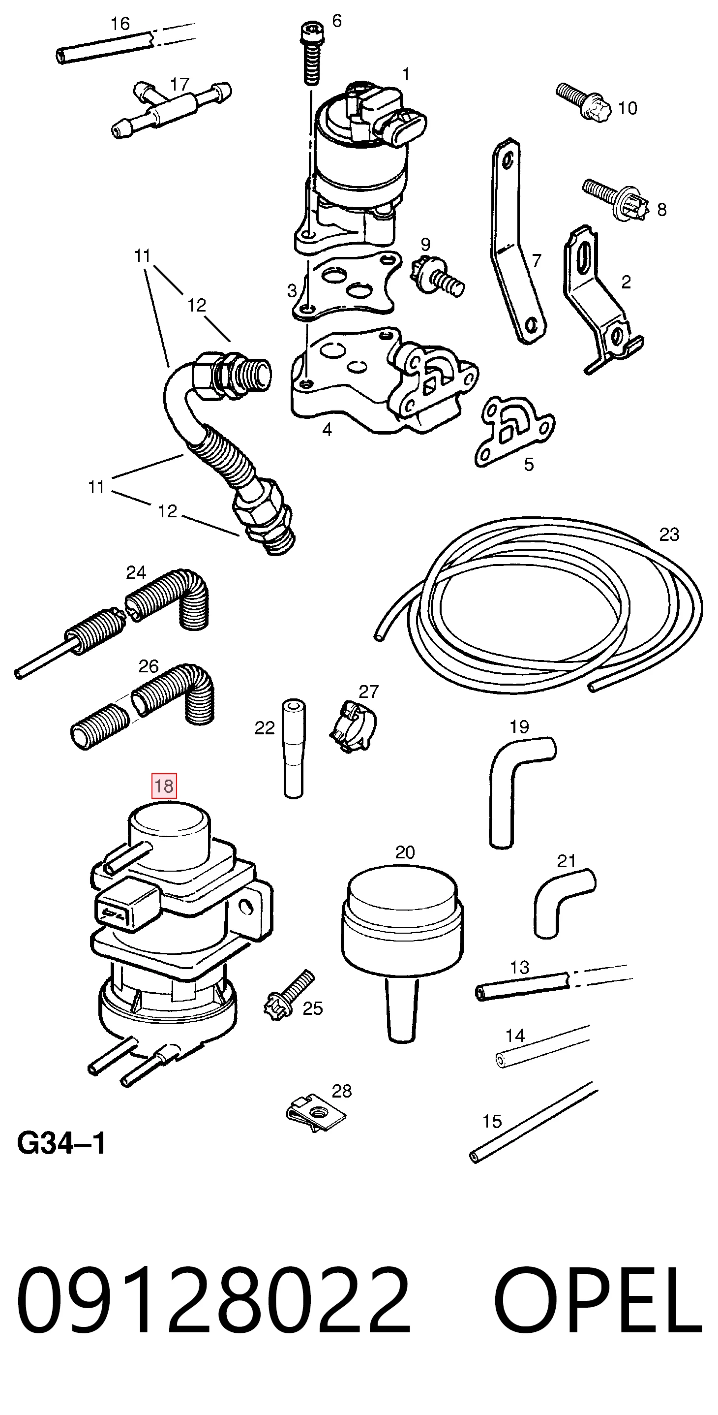 09128022 Opel Convertidor de pressão (solenoide) de supercompressão