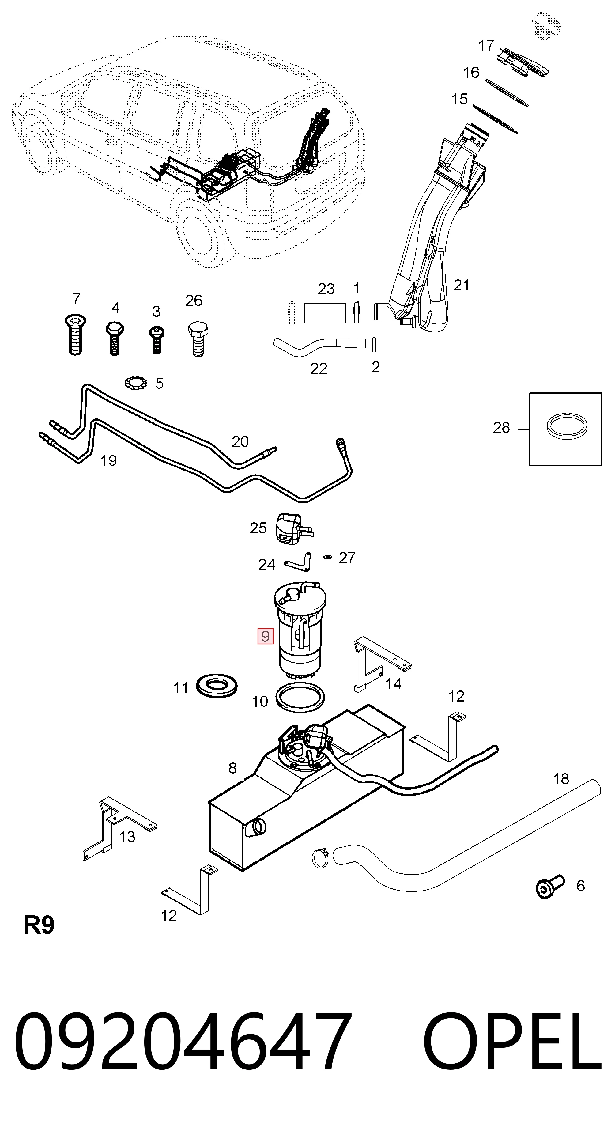 Módulo de bomba de combustível com sensor do nível de combustível General Motors 9204647 preço, a partir de 75,46 USD