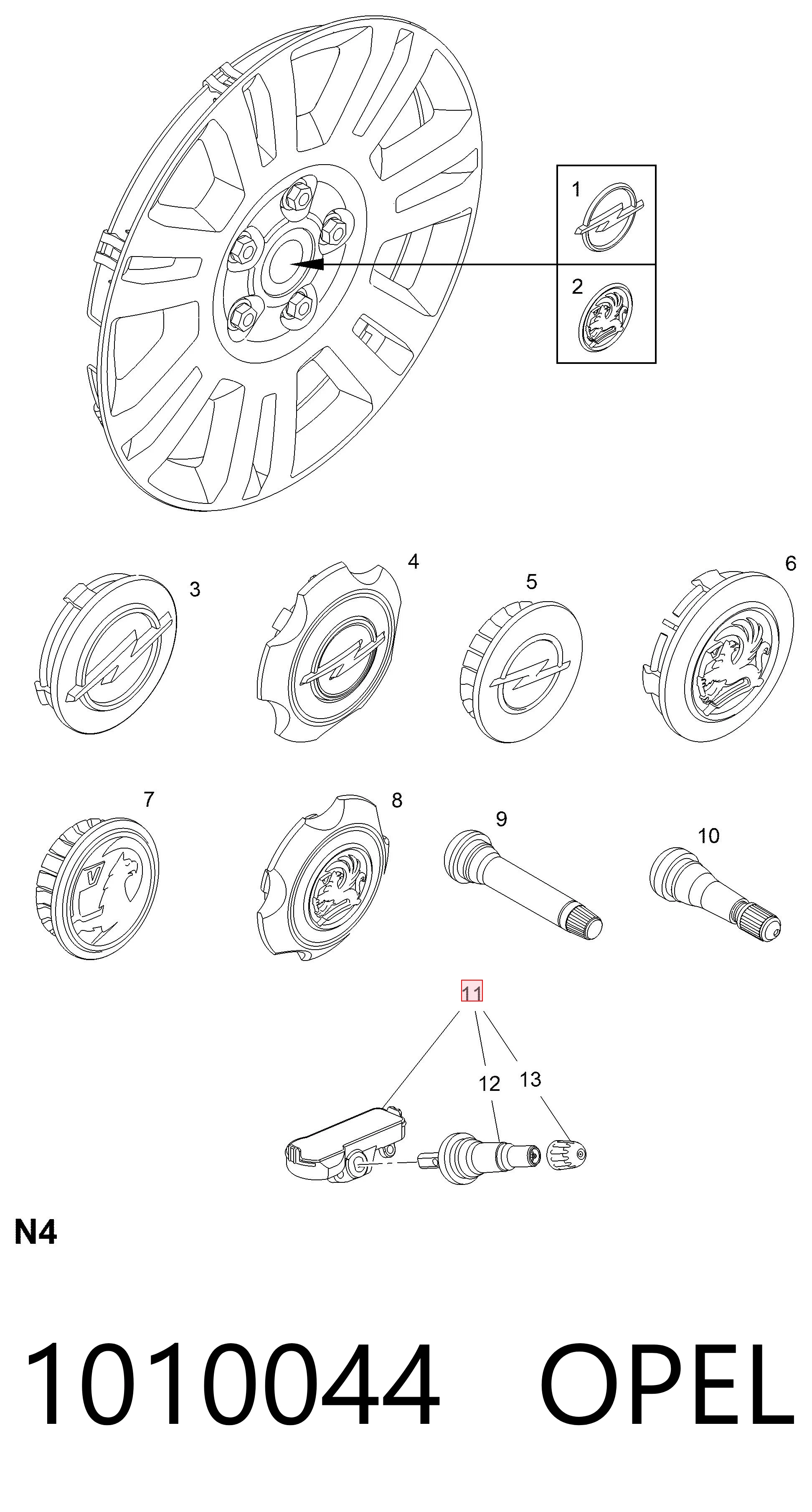  Sensor de pressão de ar nos pneus Chevrolet Spark (Matiz) hatchback (M300) (2010 - 2026) 