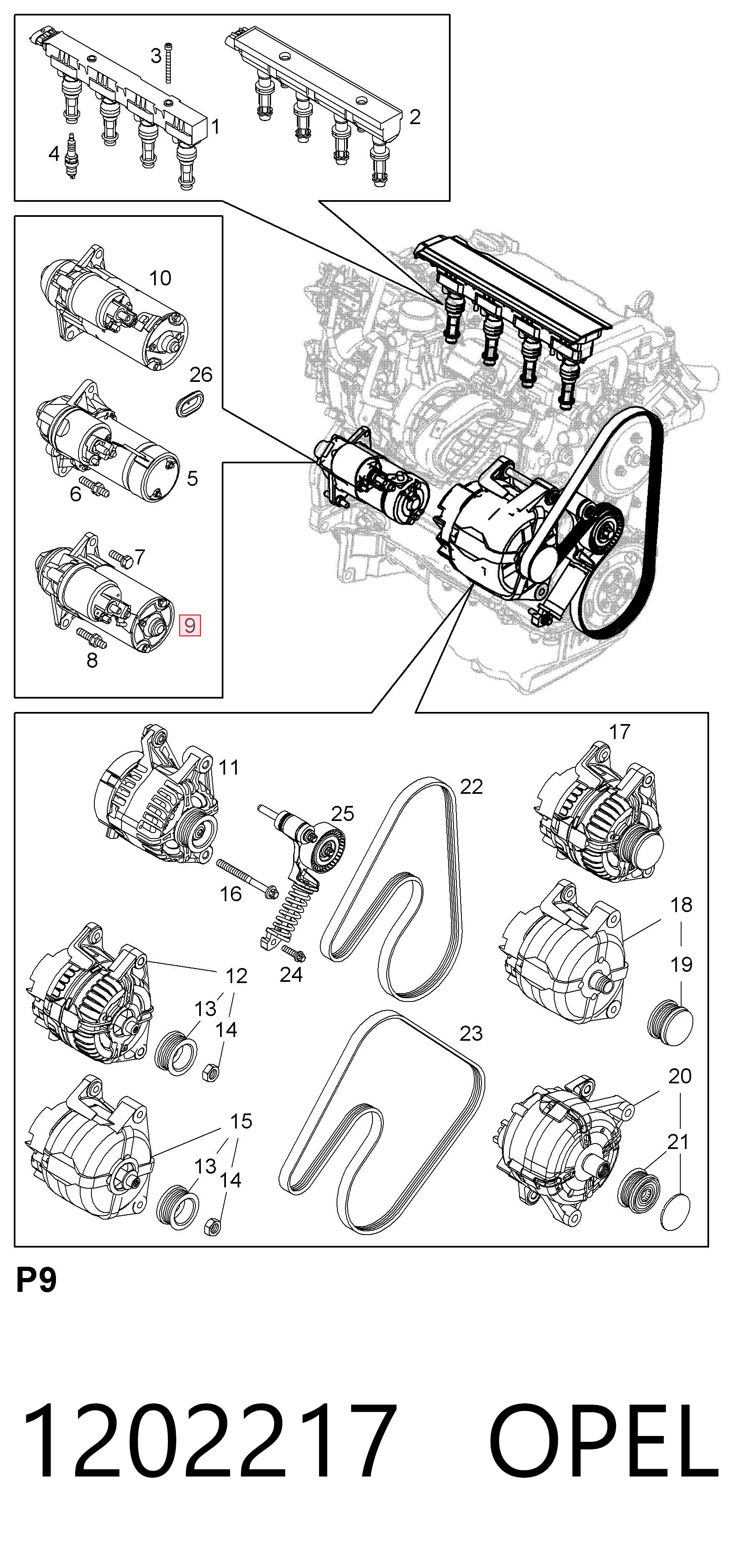 1202217 Opel Motor de arranco