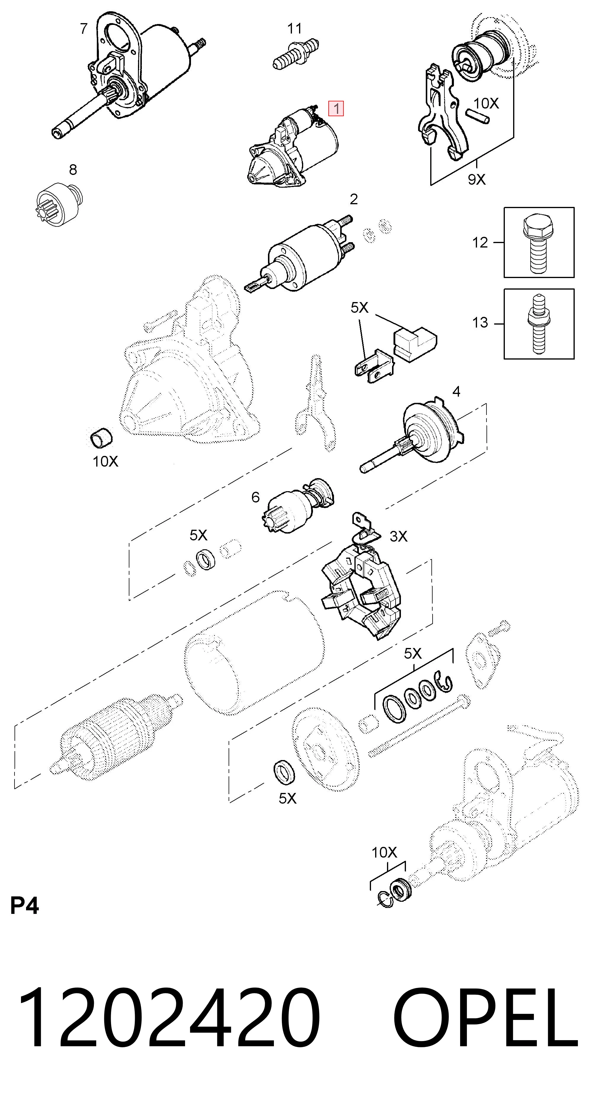 1202420 Opel Motor de arranco