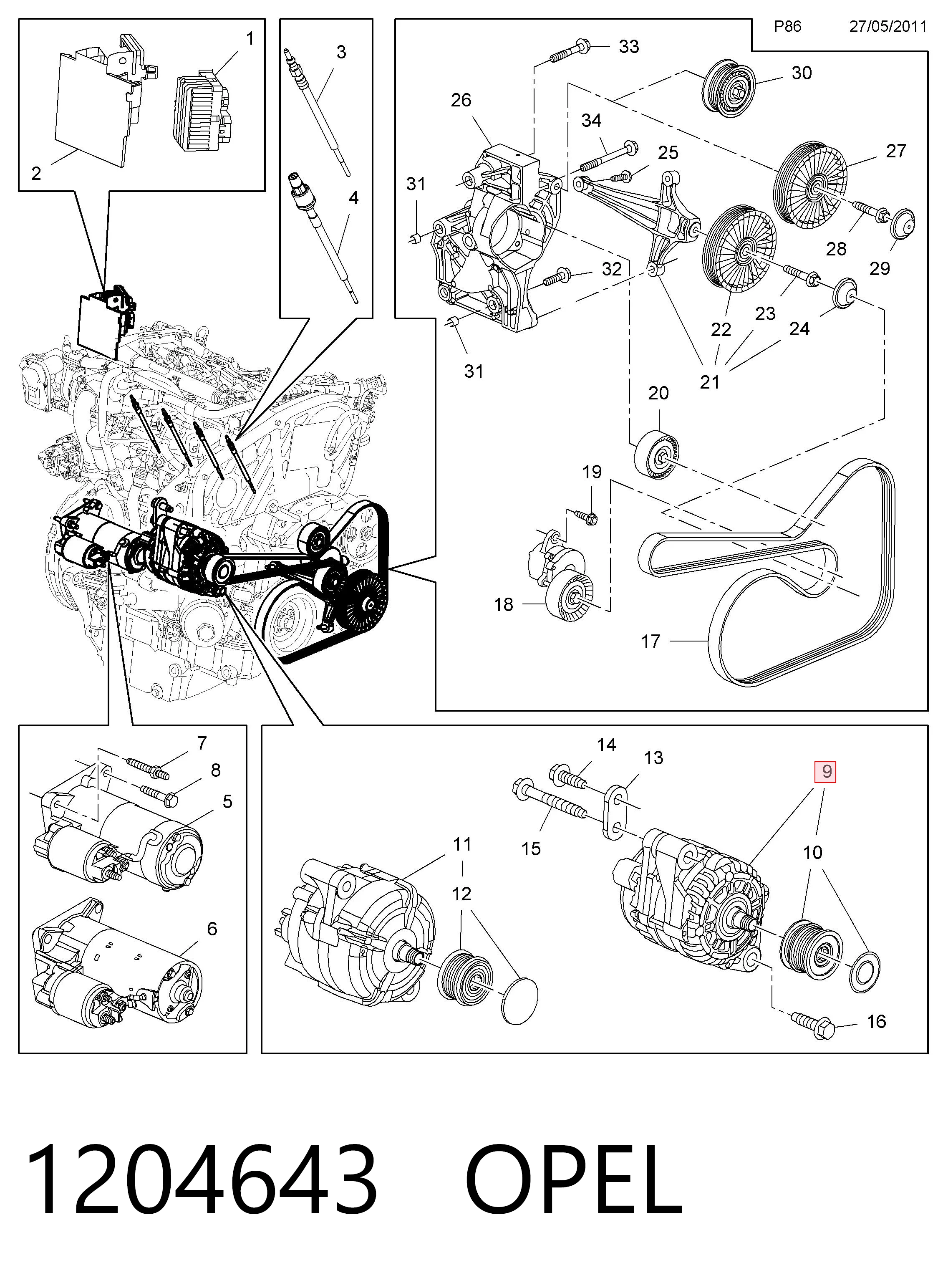 1204643 Opel Gerador
